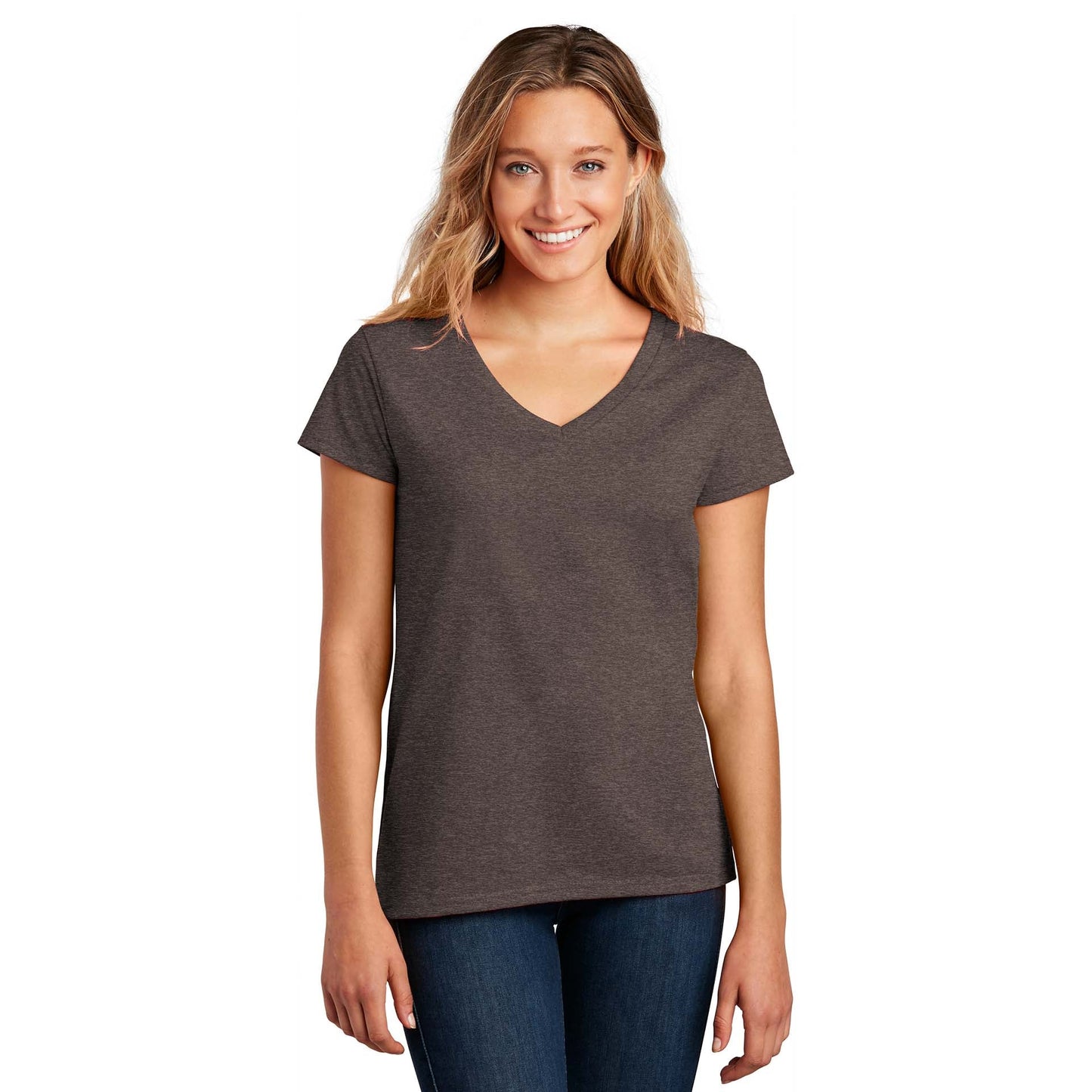 Black T-Shirts - District - Soft Eco-Friendly V-Neck - Fashion