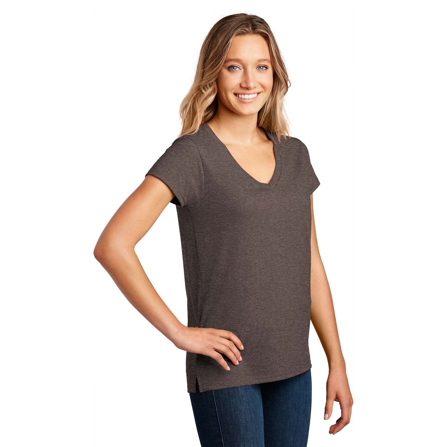 Black T-Shirts - District - Soft Eco-Friendly V-Neck - Fashion