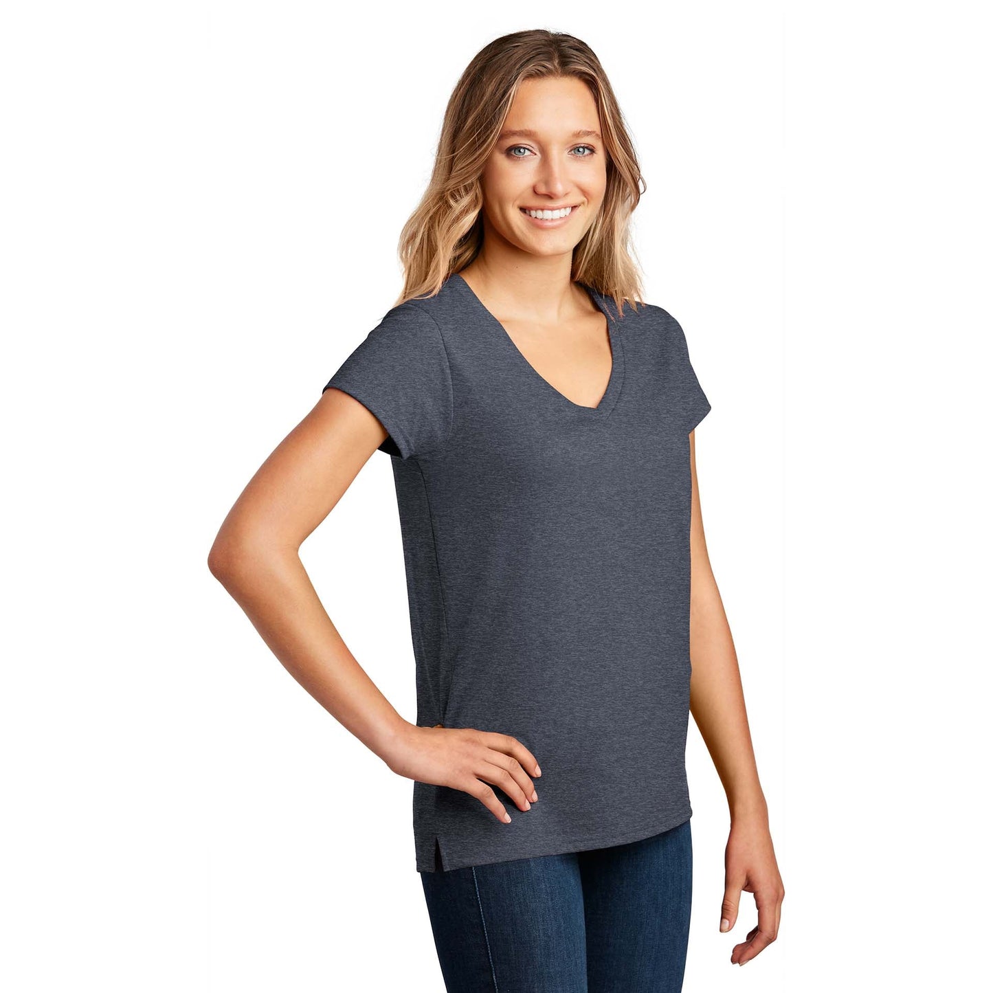 Black T-Shirts - District - Soft Eco-Friendly V-Neck - Fashion