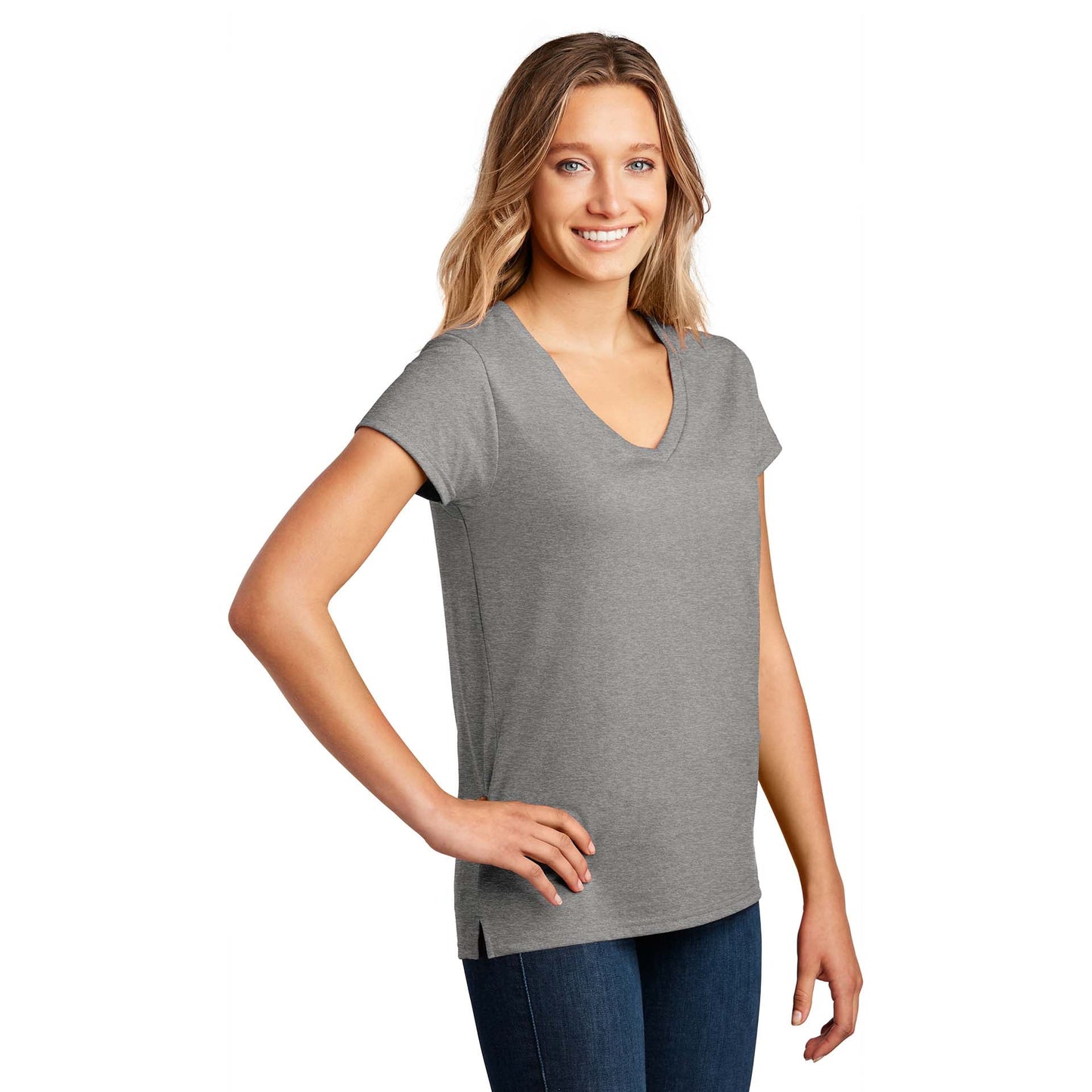 Black T-Shirts - District - Soft Eco-Friendly V-Neck - Fashion