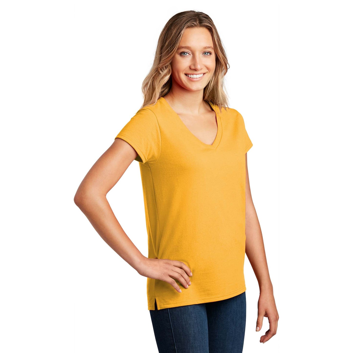 Black T-Shirts - District - Soft Eco-Friendly V-Neck - Fashion