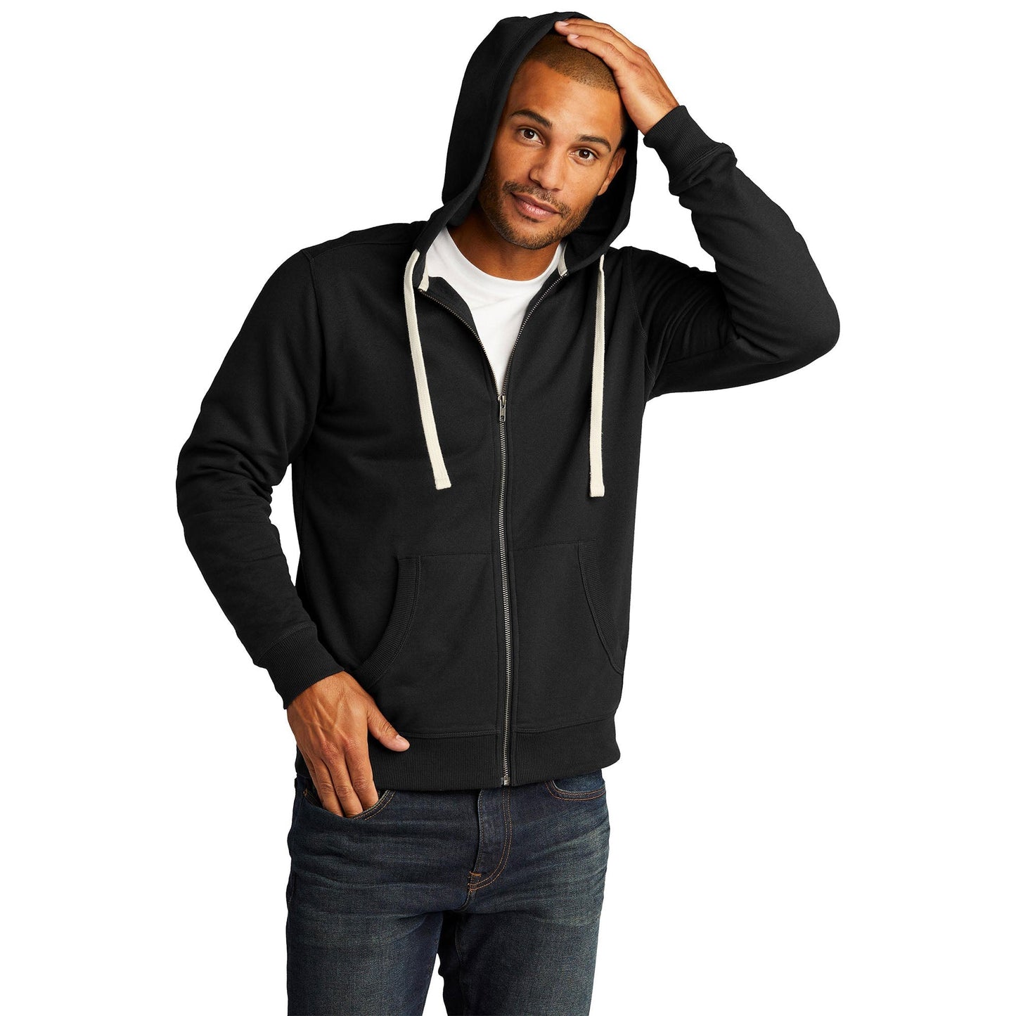 Black Fleece Hoodie - District - Unique Reclaimed Fabric