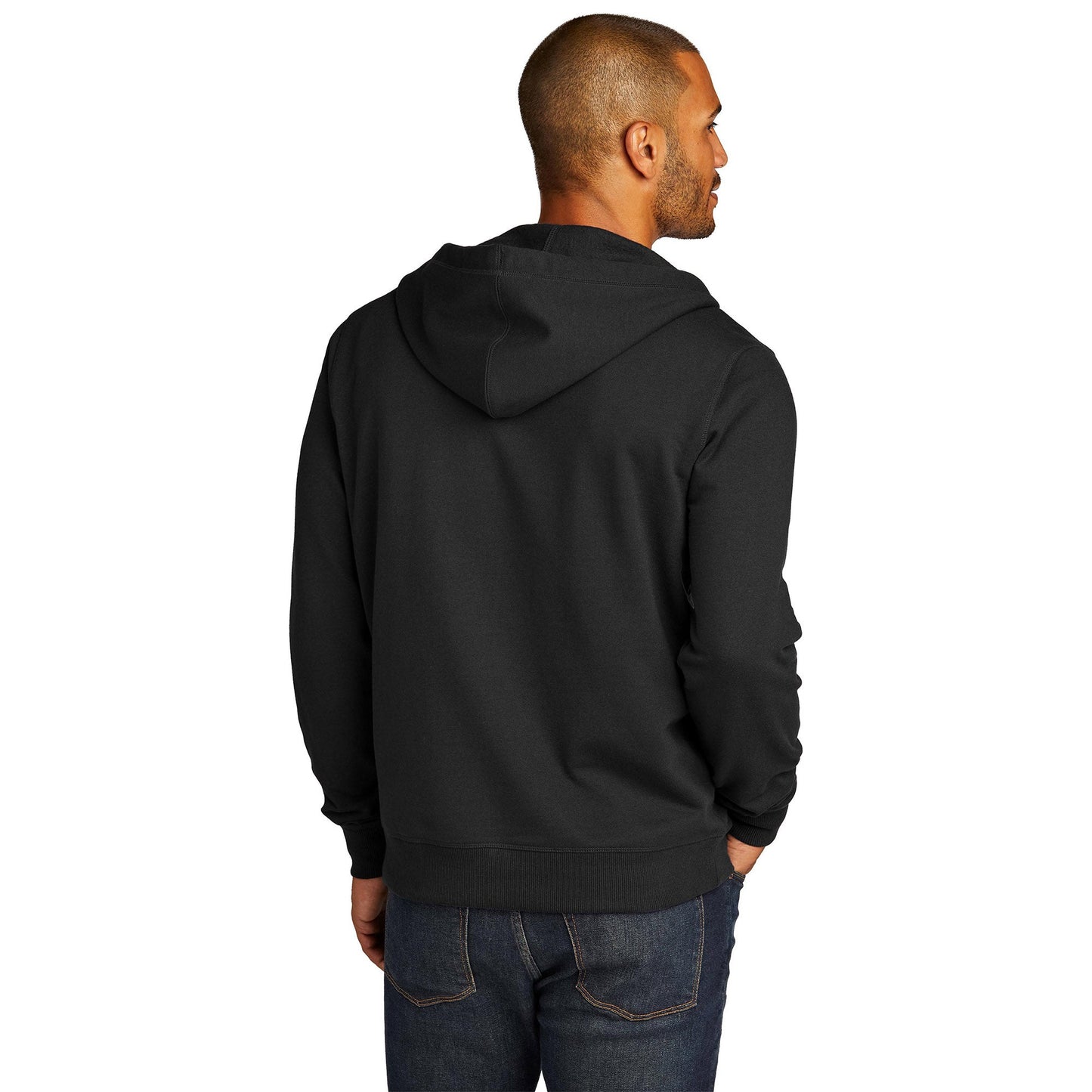 Black Fleece Hoodie - District - Unique Reclaimed Fabric