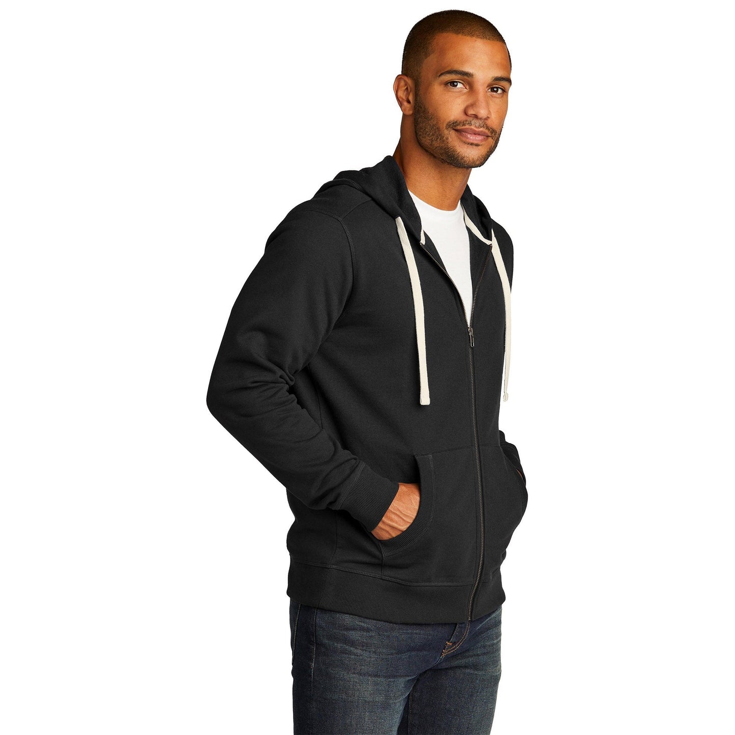Black Fleece Hoodie - District - Unique Reclaimed Fabric