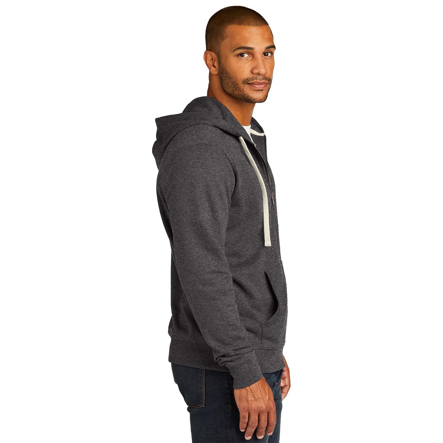Black Fleece Hoodie - District - Unique Reclaimed Fabric