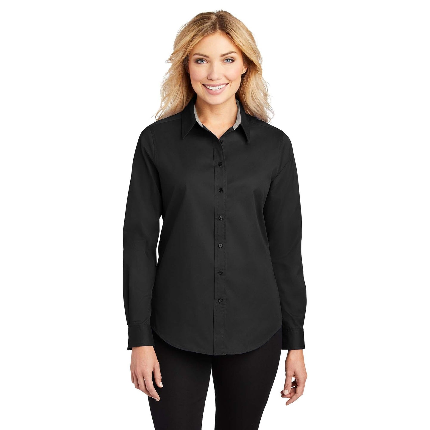 Black/Light Stone Button Up Shirt - Port Authority - Easy Care