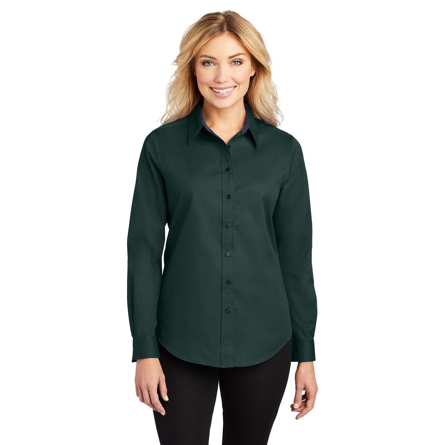 Black/Light Stone Button Up Shirt - Port Authority - Easy Care