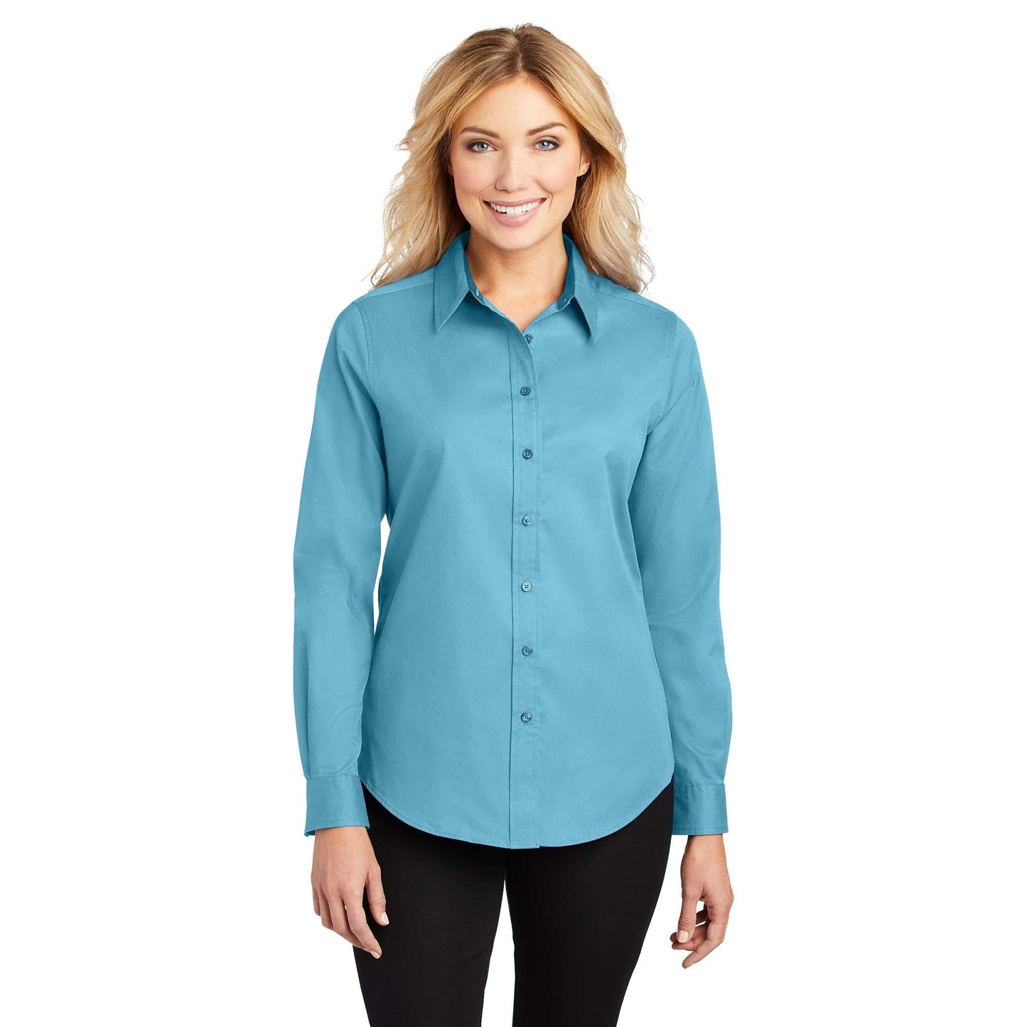 Black/Light Stone Button Up Shirt - Port Authority - Easy Care