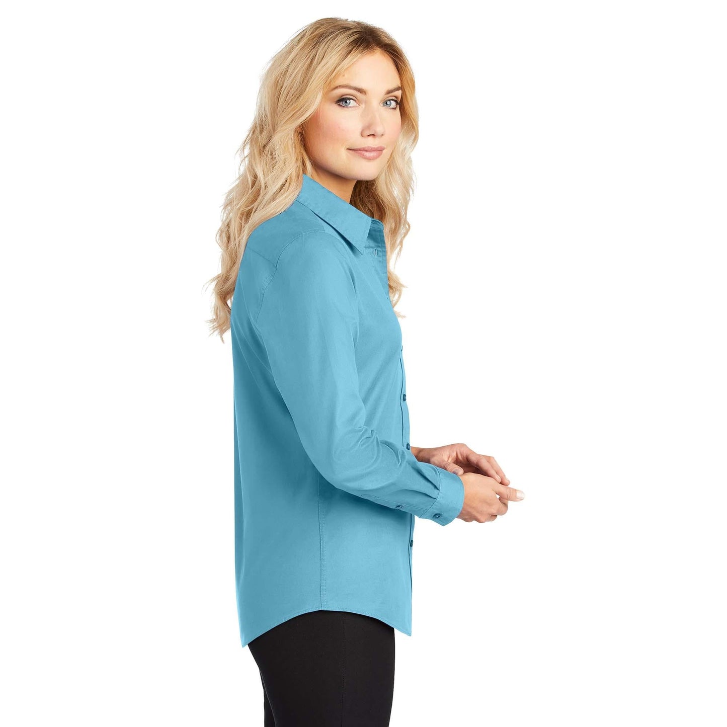 Black/Light Stone Button Up Shirt - Port Authority - Easy Care