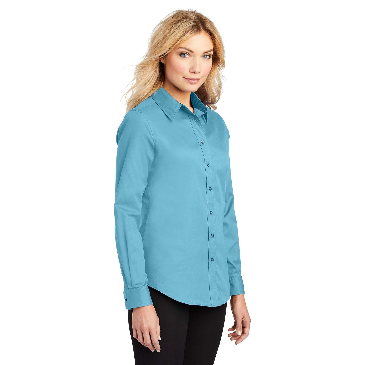 Black/Light Stone Button Up Shirt - Port Authority - Easy Care
