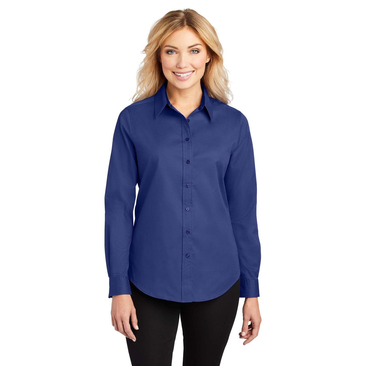 Black/Light Stone Button Up Shirt - Port Authority - Easy Care