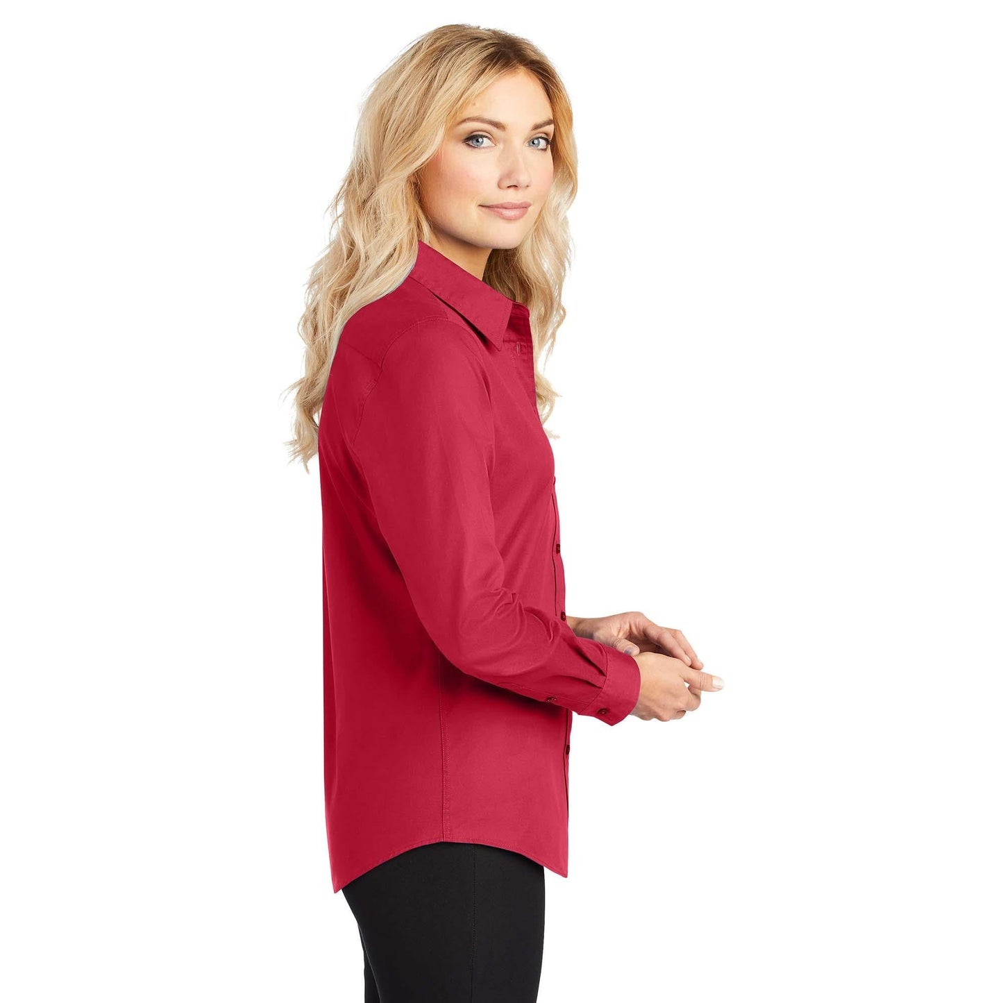 Black/Light Stone Button Up Shirt - Port Authority - Easy Care