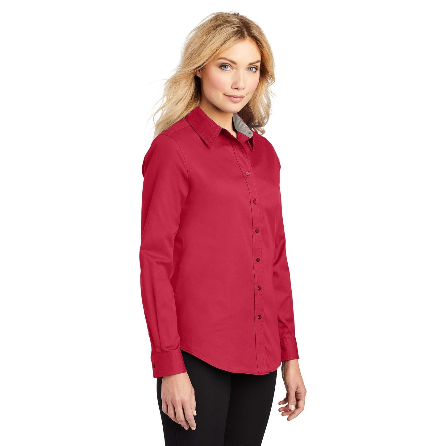 Black/Light Stone Button Up Shirt - Port Authority - Easy Care