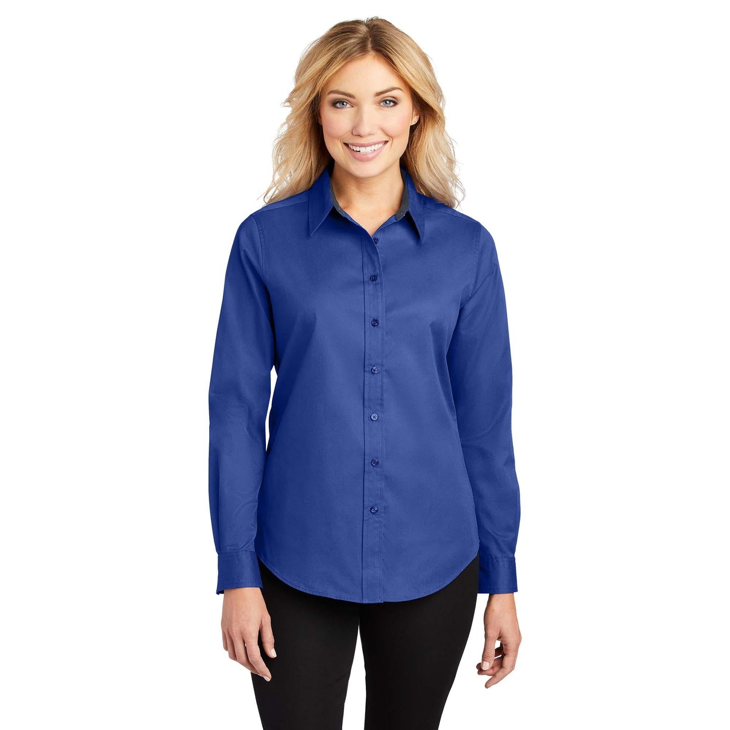 Black/Light Stone Button Up Shirt - Port Authority - Easy Care
