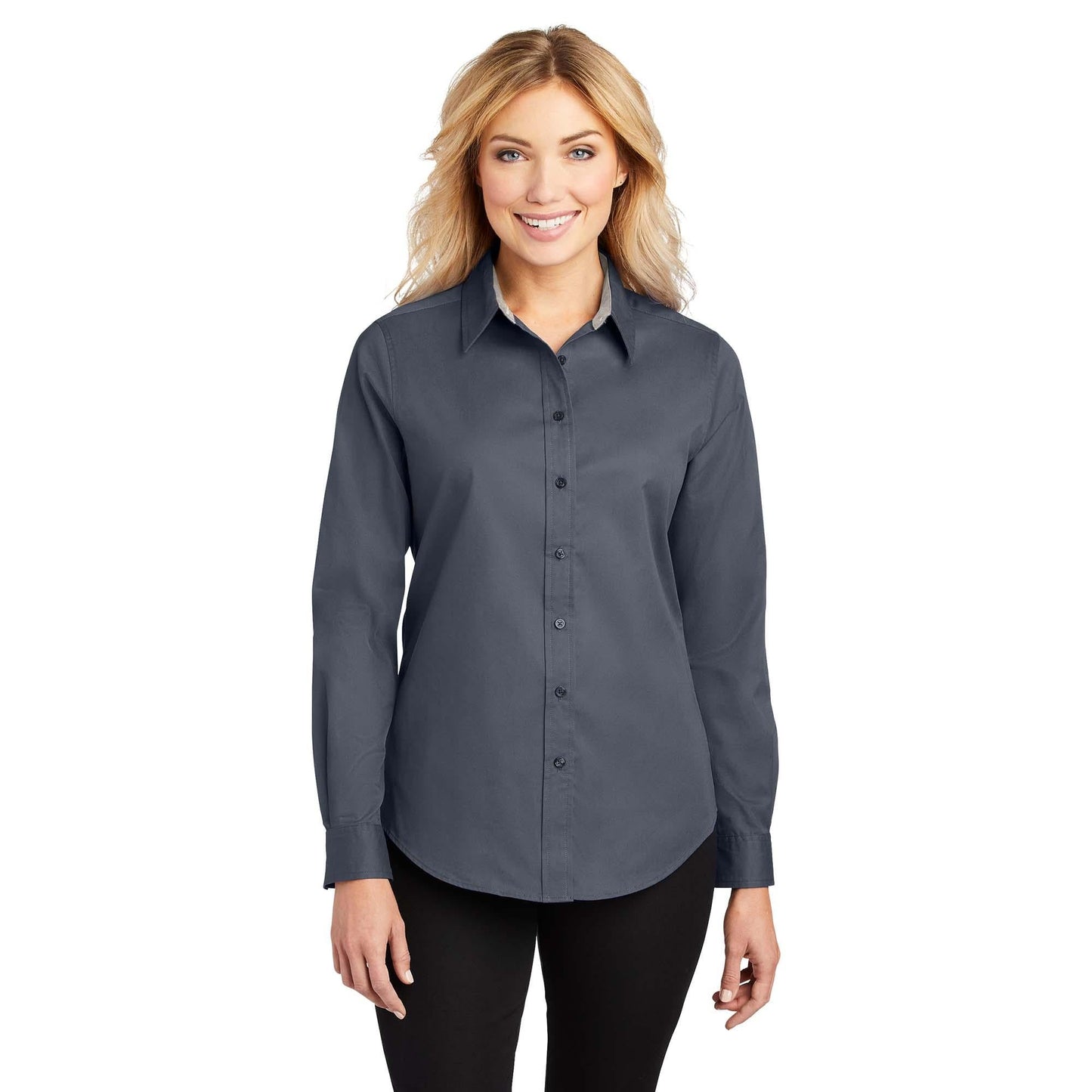 Black/Light Stone Button Up Shirt - Port Authority - Easy Care