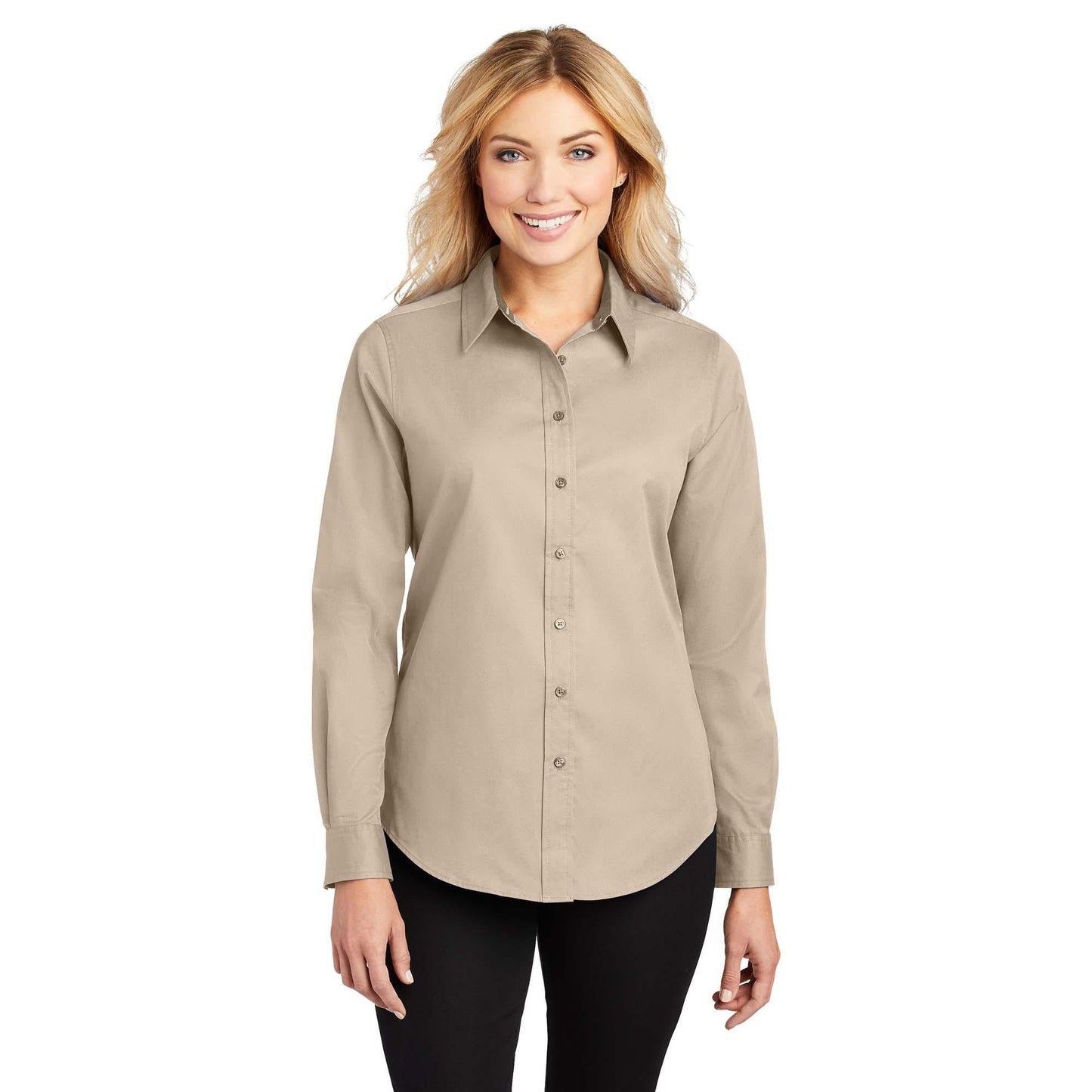 Black/Light Stone Button Up Shirt - Port Authority - Easy Care