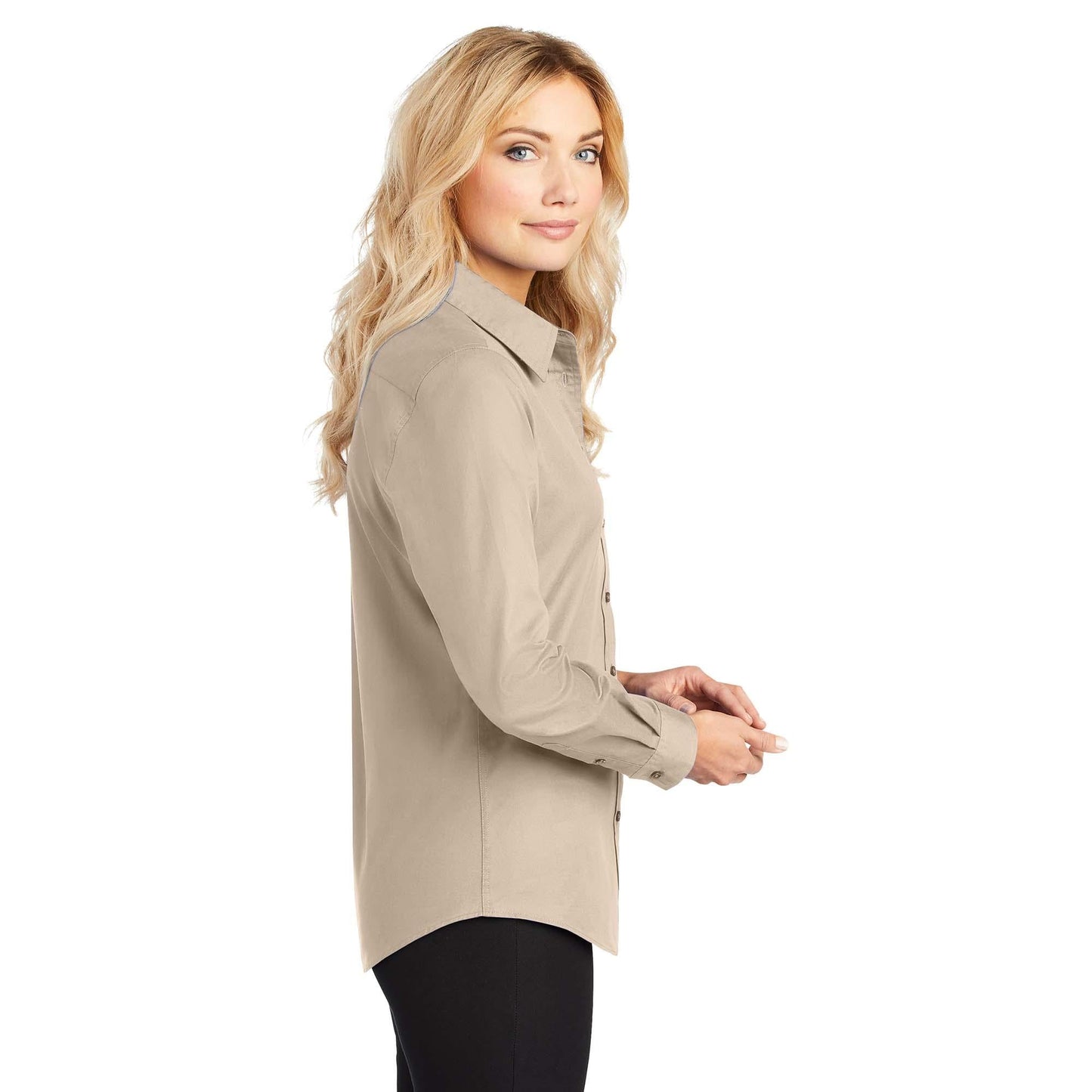 Black/Light Stone Button Up Shirt - Port Authority - Easy Care