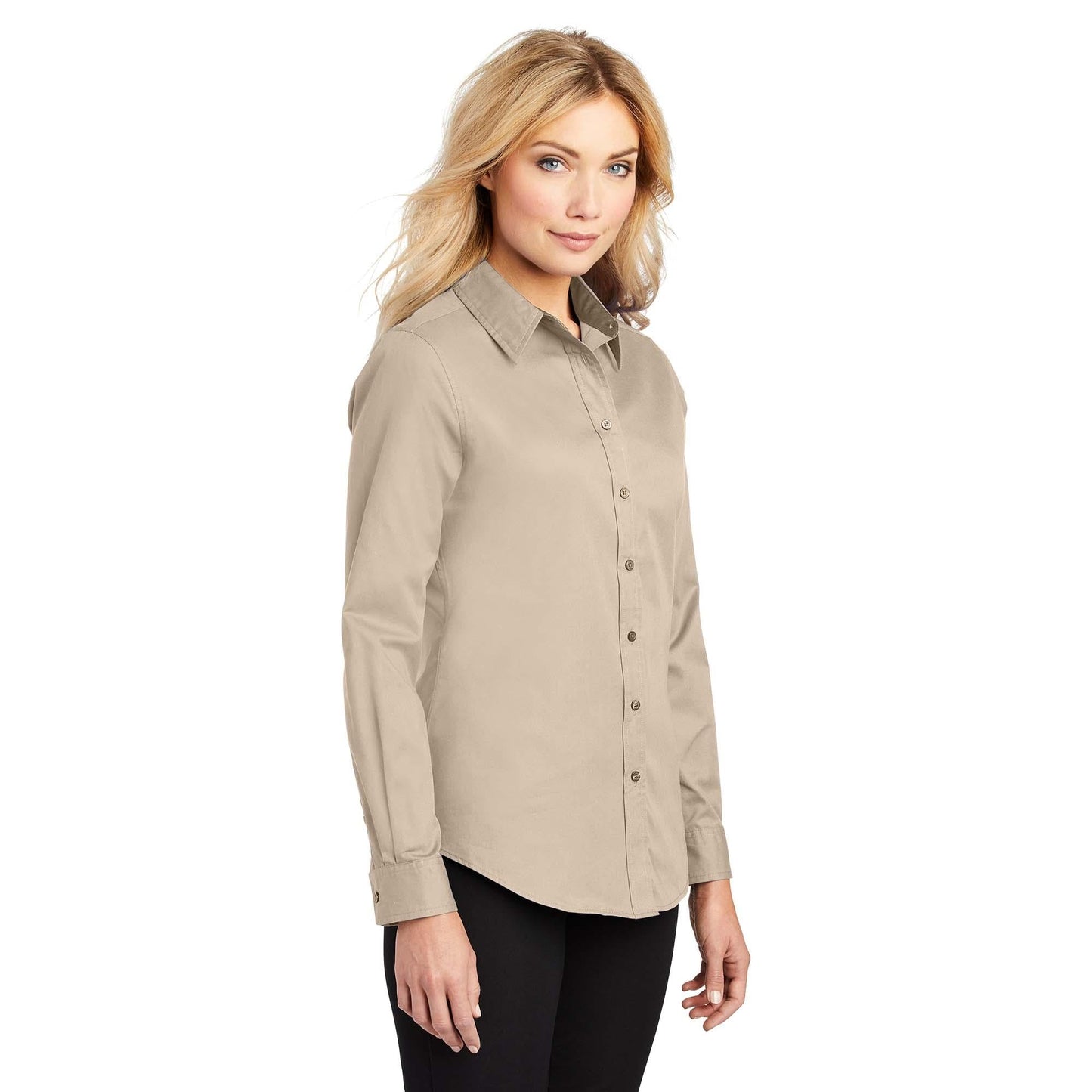 Black/Light Stone Button Up Shirt - Port Authority - Easy Care