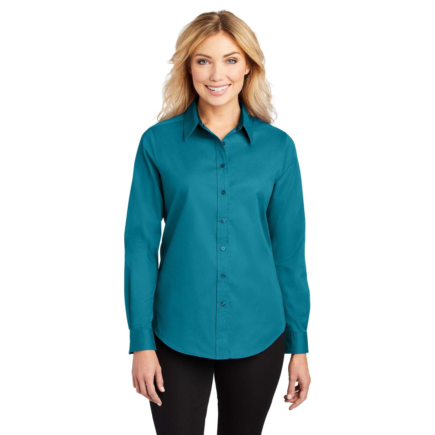 Black/Light Stone Button Up Shirt - Port Authority - Easy Care