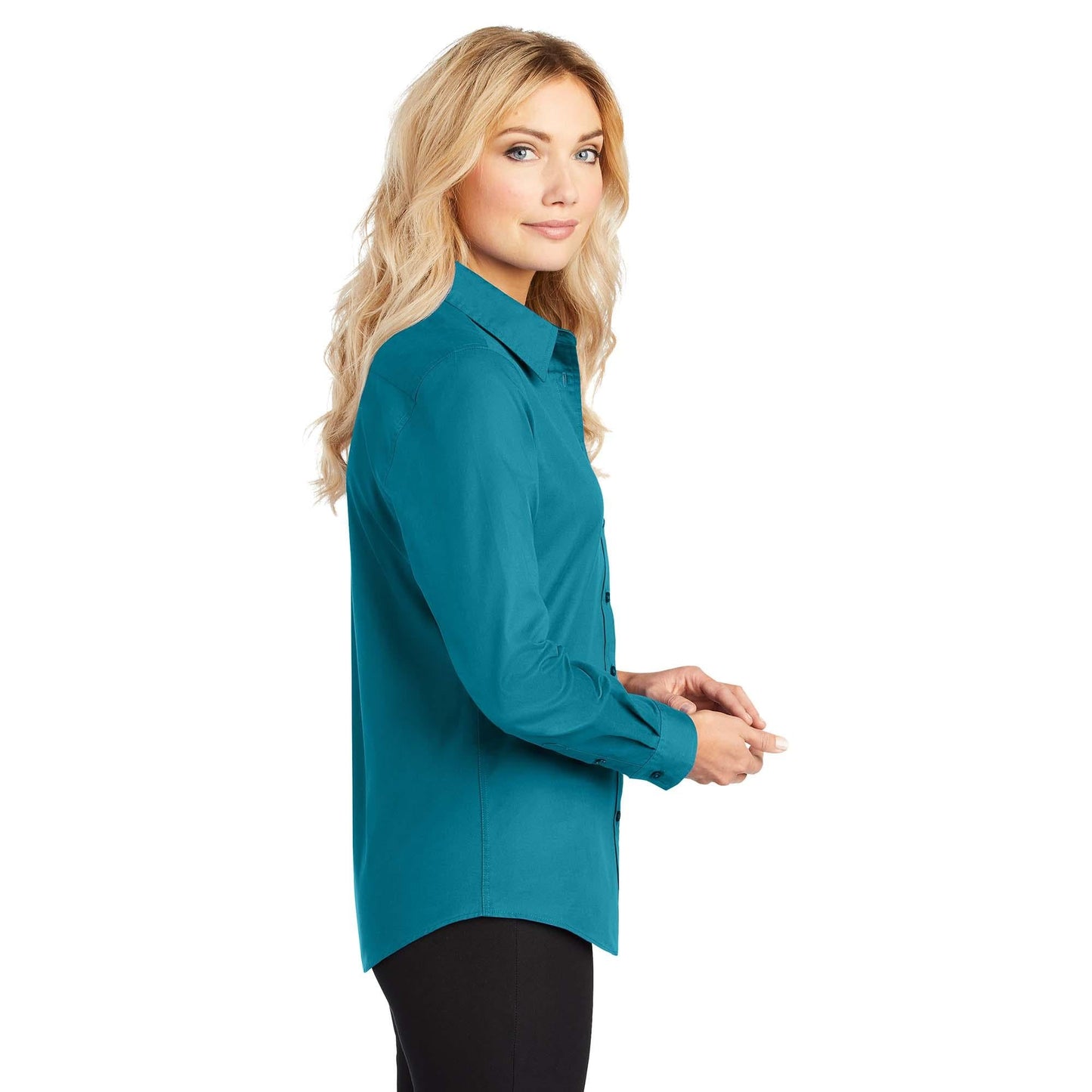 Black/Light Stone Button Up Shirt - Port Authority - Easy Care