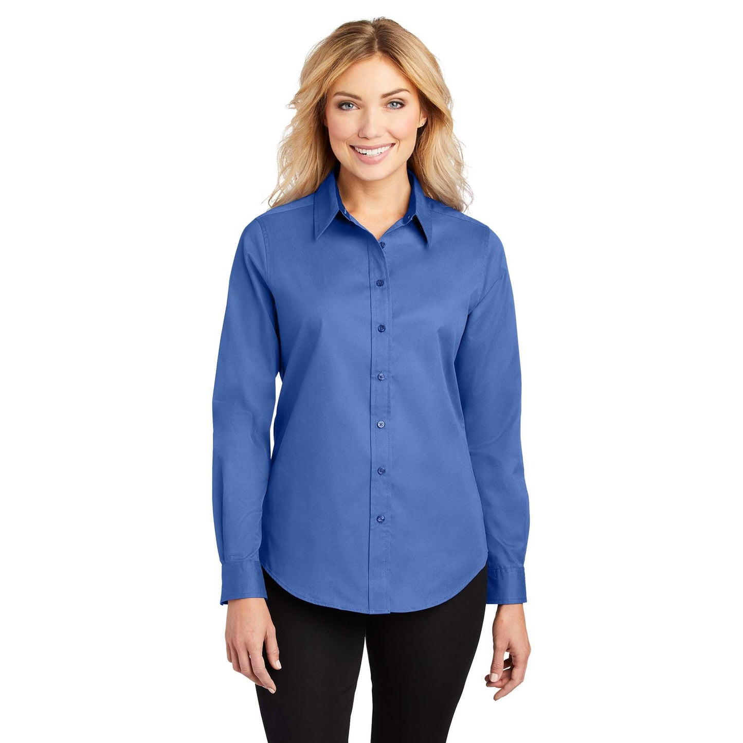 Black/Light Stone Button Up Shirt - Port Authority - Easy Care