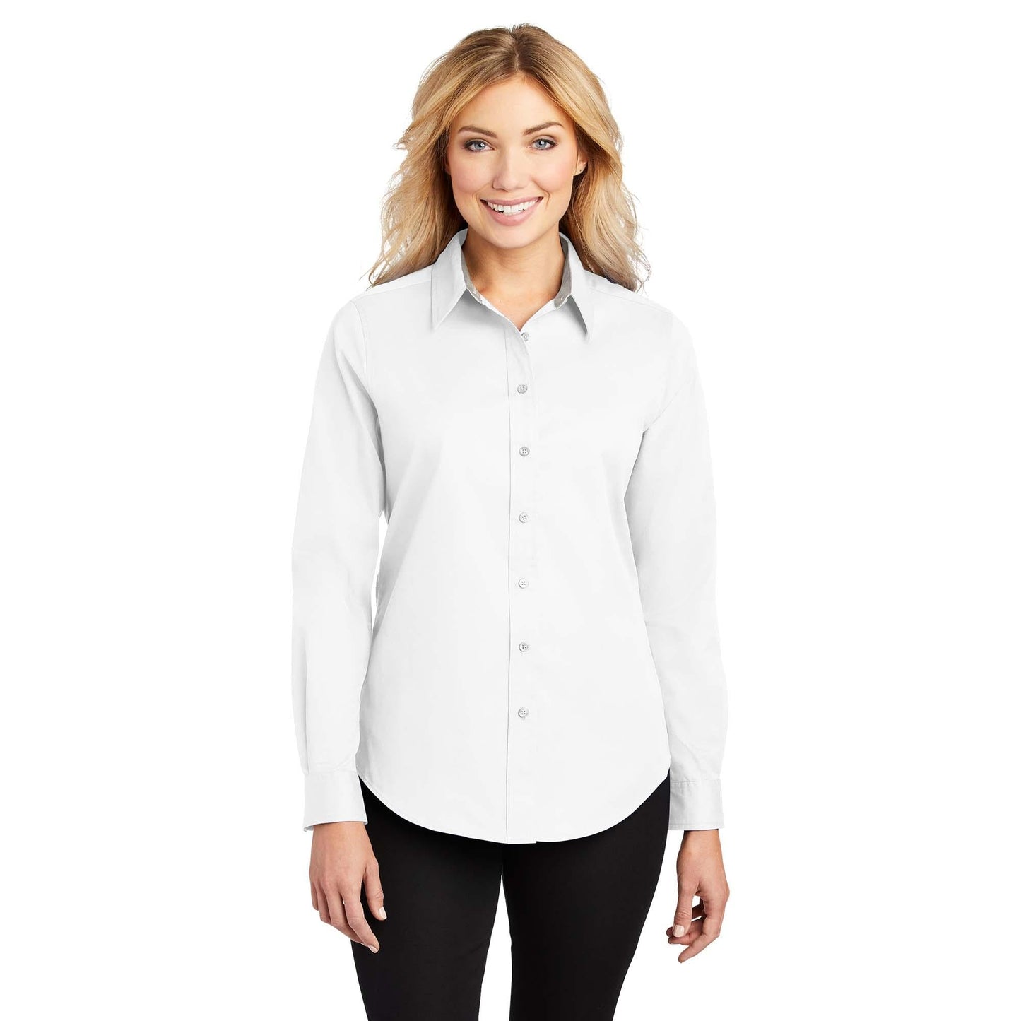 Black/Light Stone Button Up Shirt - Port Authority - Easy Care