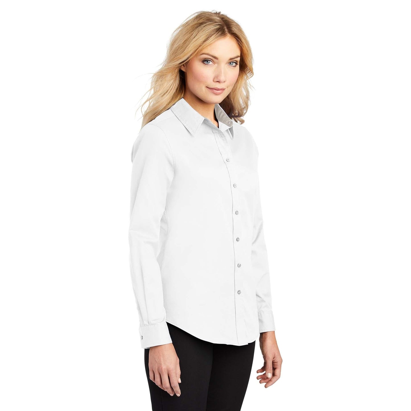 Black/Light Stone Button Up Shirt - Port Authority - Easy Care