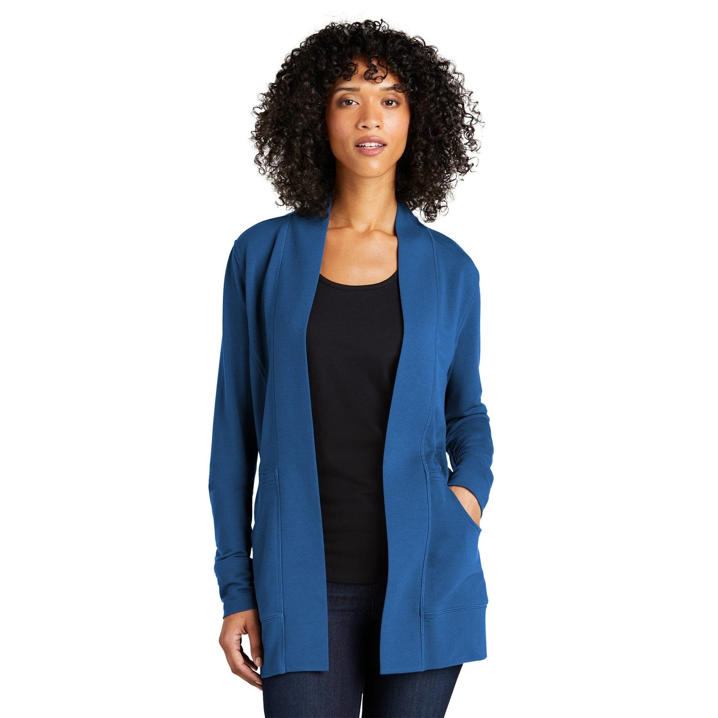Aegean Blue Cardigan - Port Authority - Soft Microterry