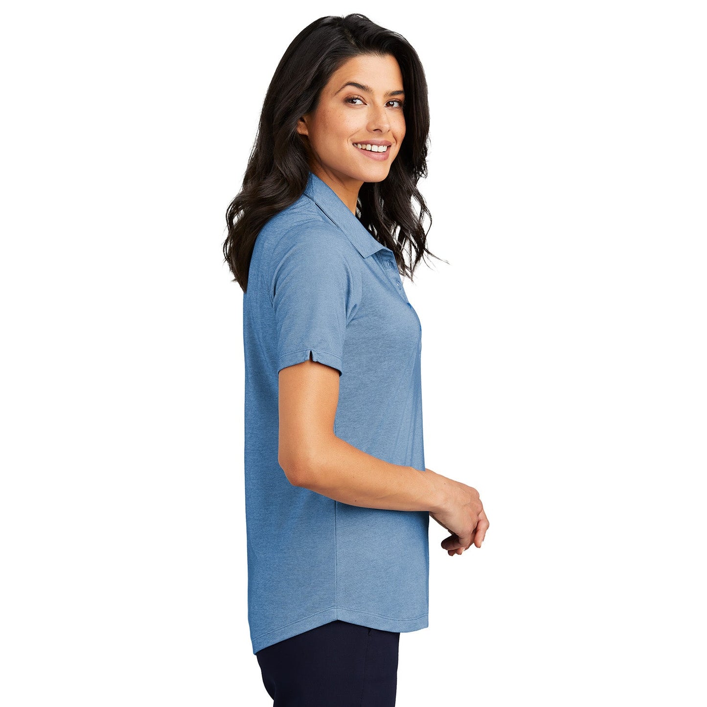 Aegean Blue Heather Polo Shirt - Port Authority - Soft Blend