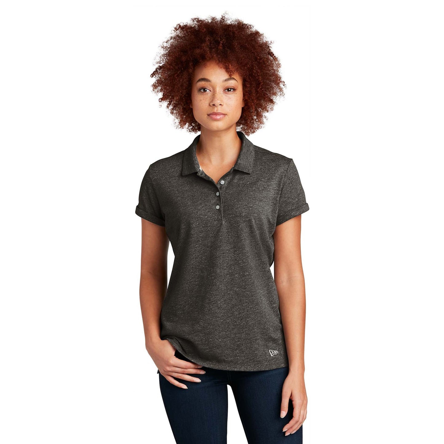 Black Twist Polo Shirts - New Era - Soft Slub Fabric