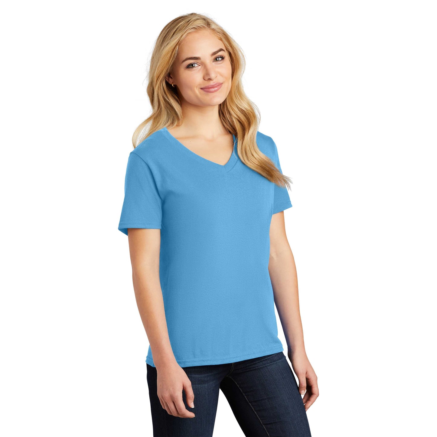 Teal V-Neck Tee - Port & Company - Stylish Cotton