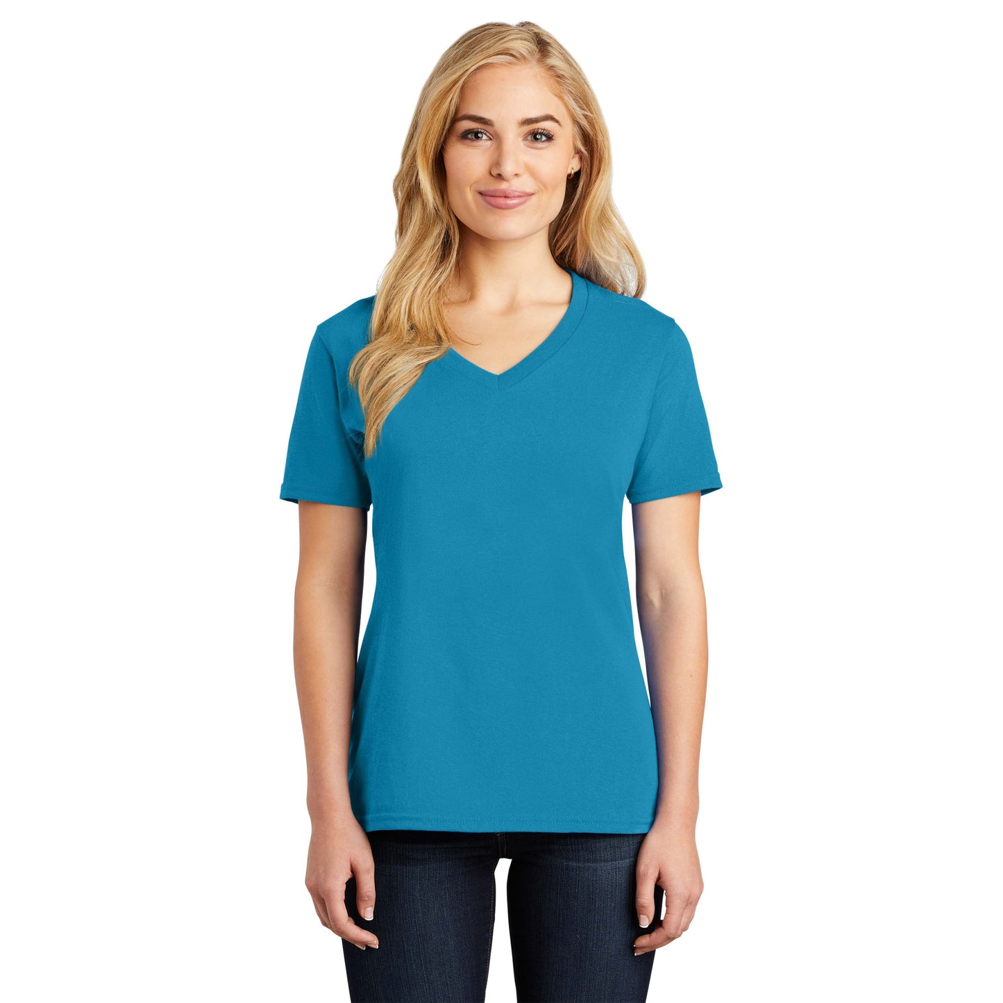 Teal V-Neck Tee - Port & Company - Stylish Cotton