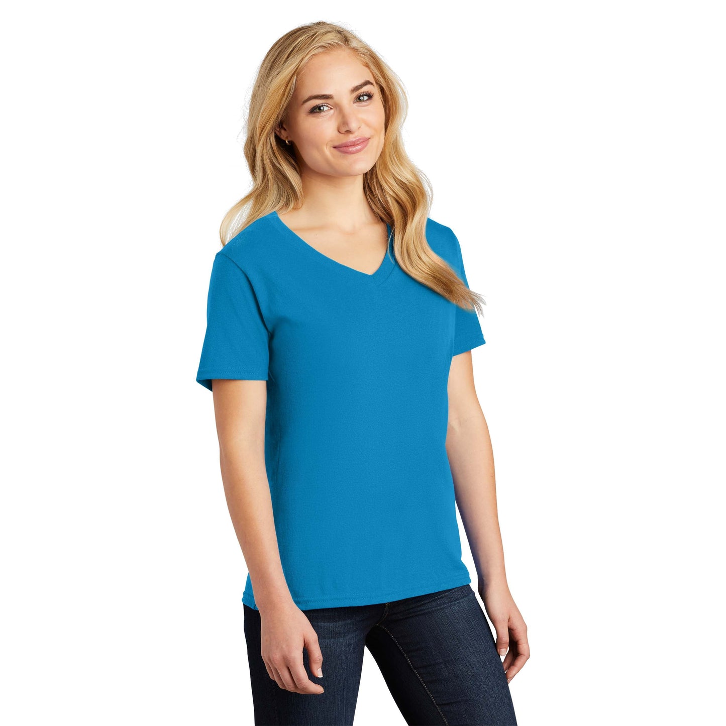 Teal V-Neck Tee - Port & Company - Stylish Cotton