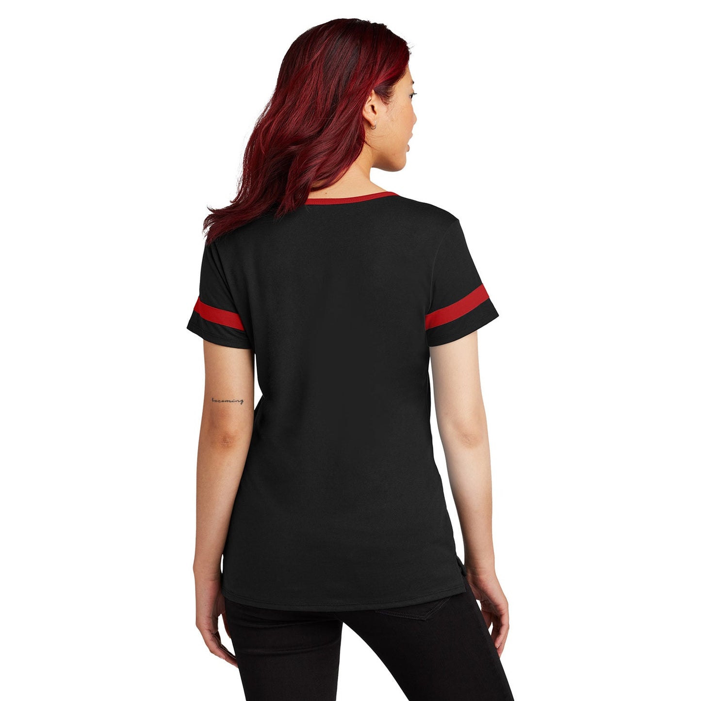 Black/Deep Red T-Shirts - Sport-Tek - Stylish Notch Tee