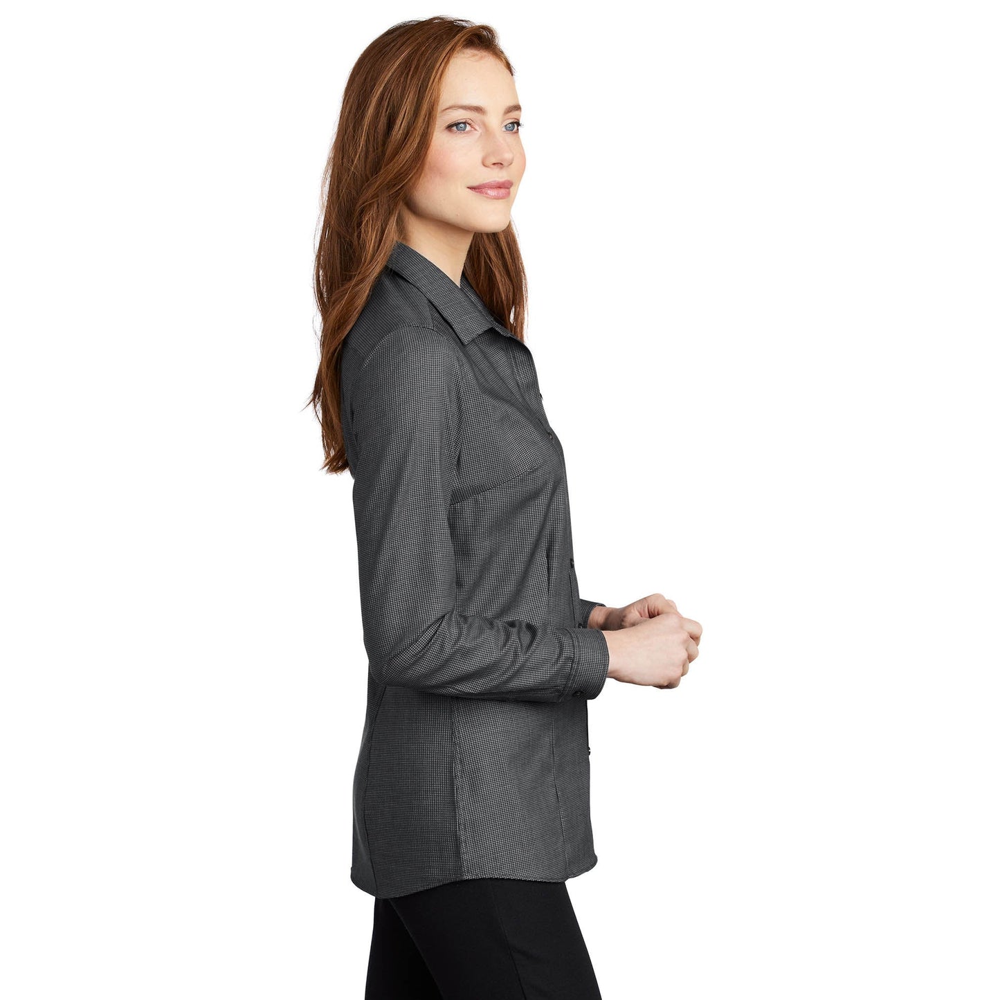 Black/Grey Steel Button Up Shirt - Port Authority - Easy Care