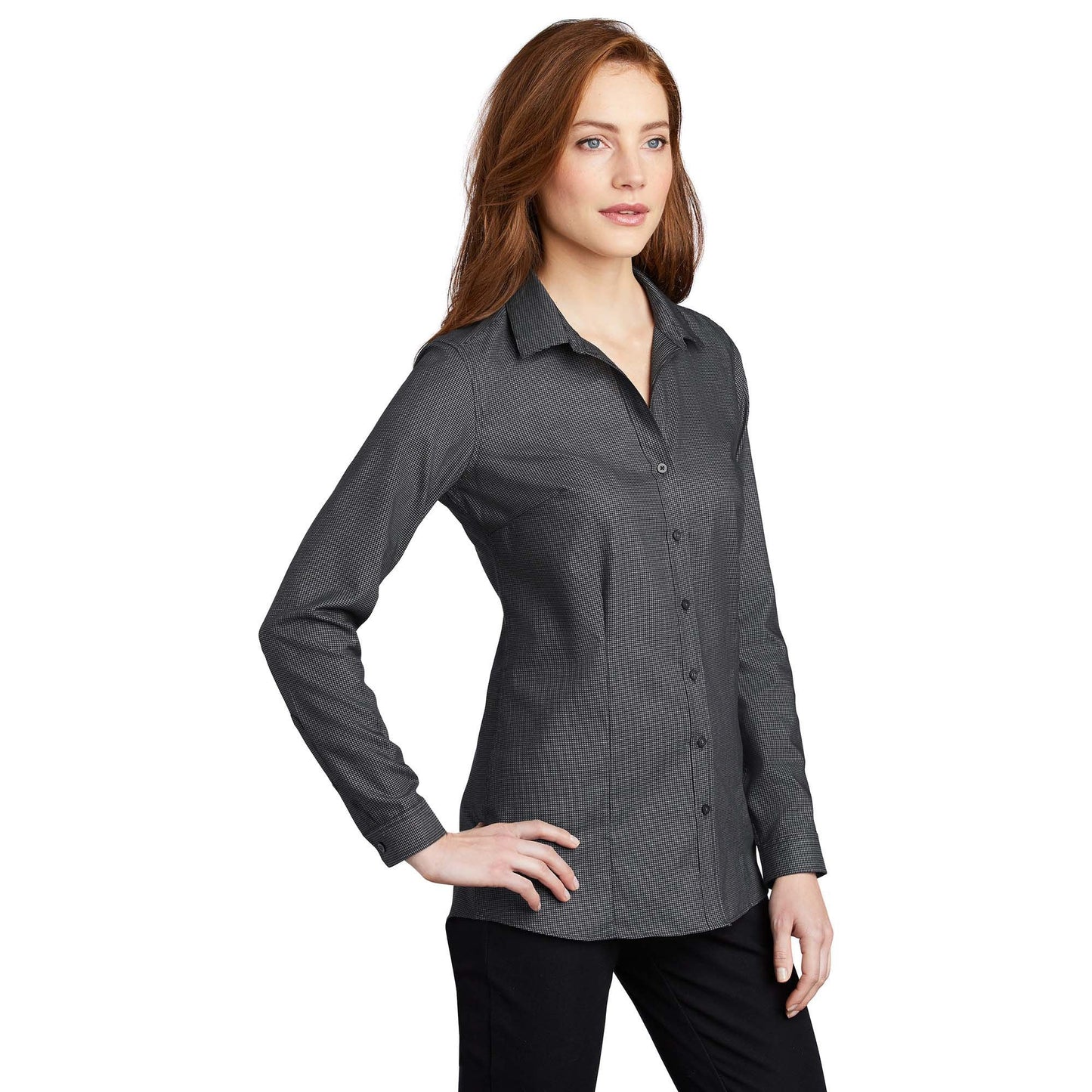 Black/Grey Steel Button Up Shirt - Port Authority - Easy Care