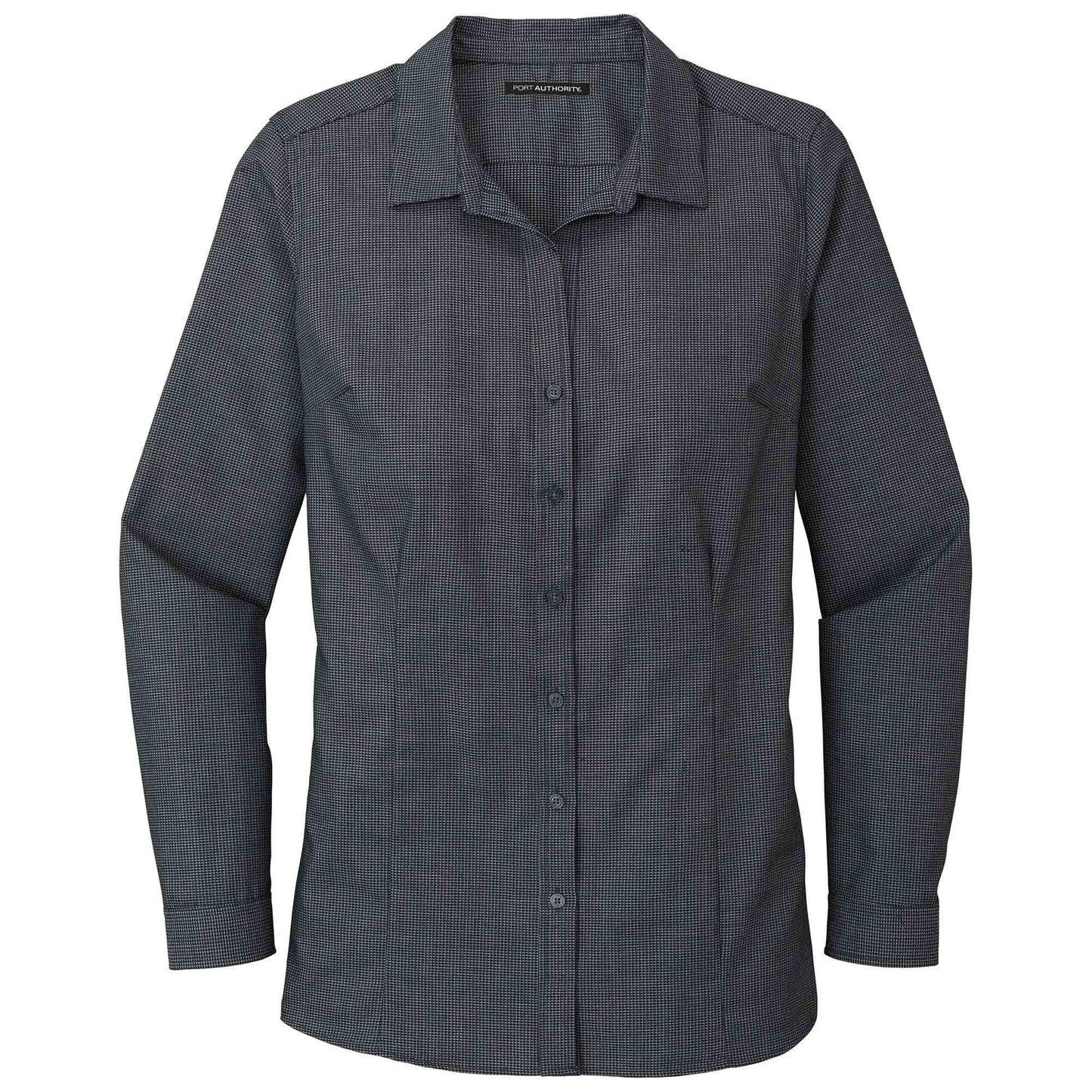 Black/Grey Steel Button Up Shirt - Port Authority - Easy Care