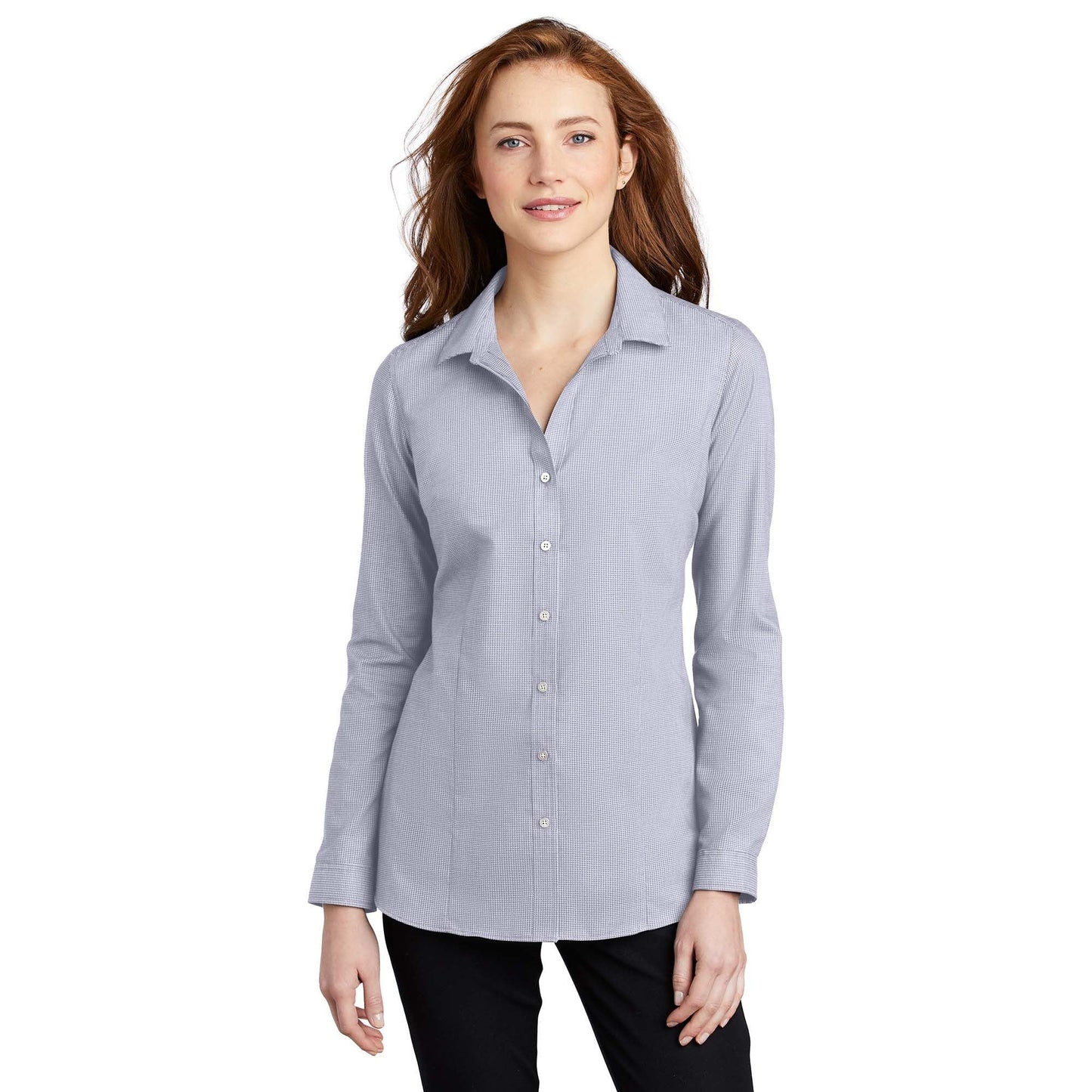 Black/Grey Steel Button Up Shirt - Port Authority - Easy Care