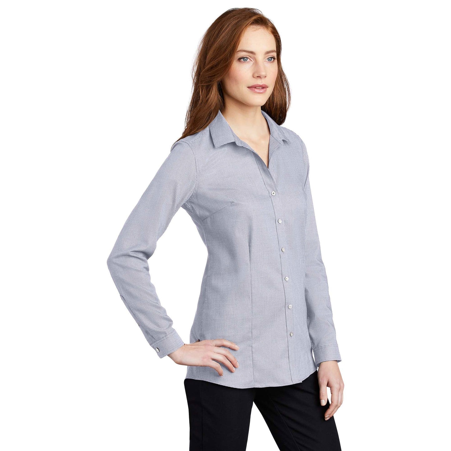 Black/Grey Steel Button Up Shirt - Port Authority - Easy Care