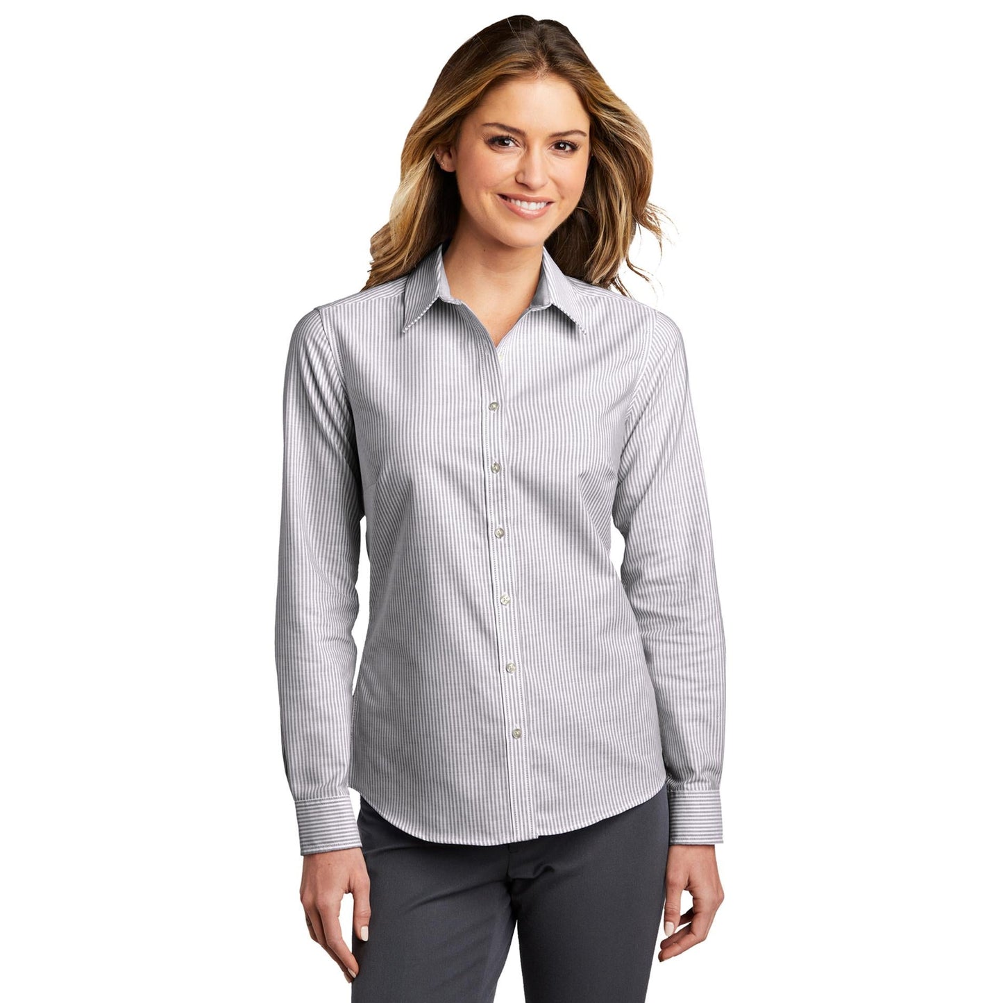 Black/White Button Up Shirt - Port Authority - Striped Design