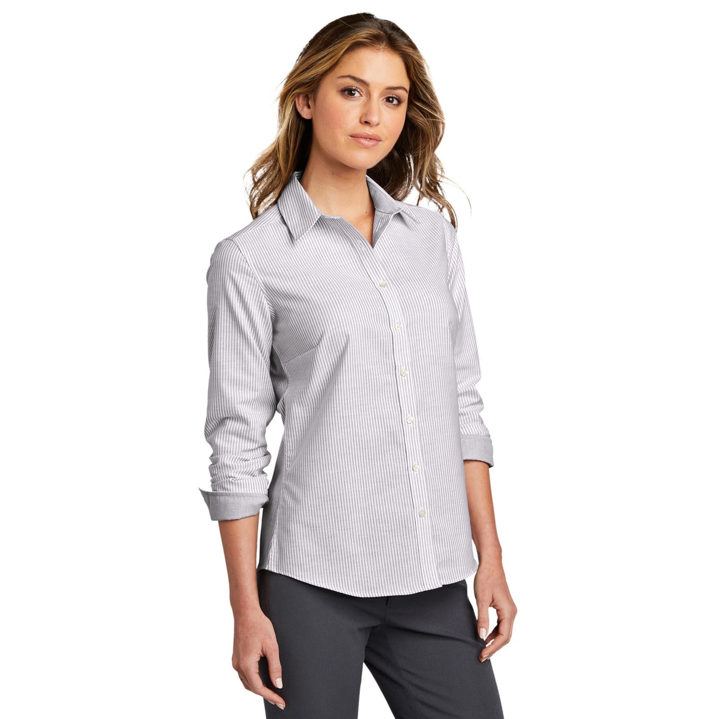 Black/White Button Up Shirt - Port Authority - Striped Design
