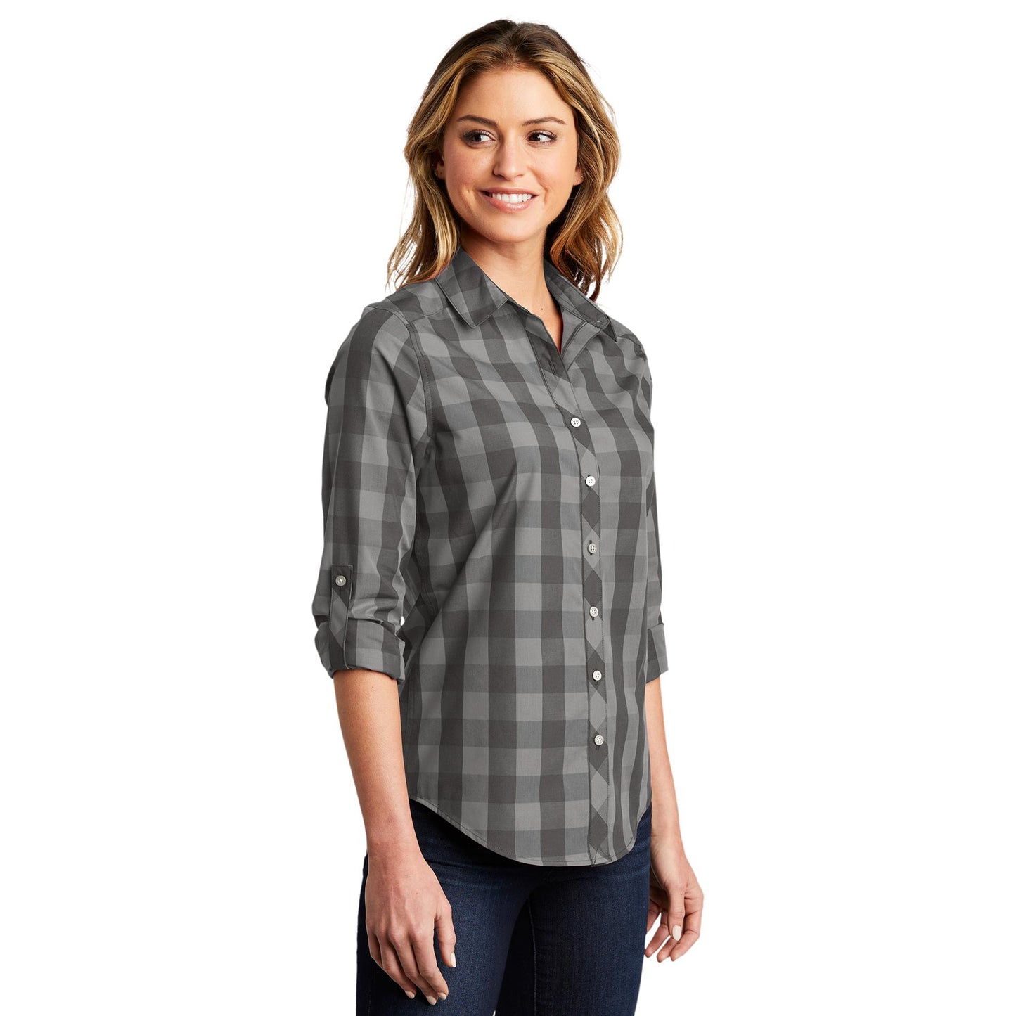 Black Button Up Shirts - Port Authority - Lightweight Fabric