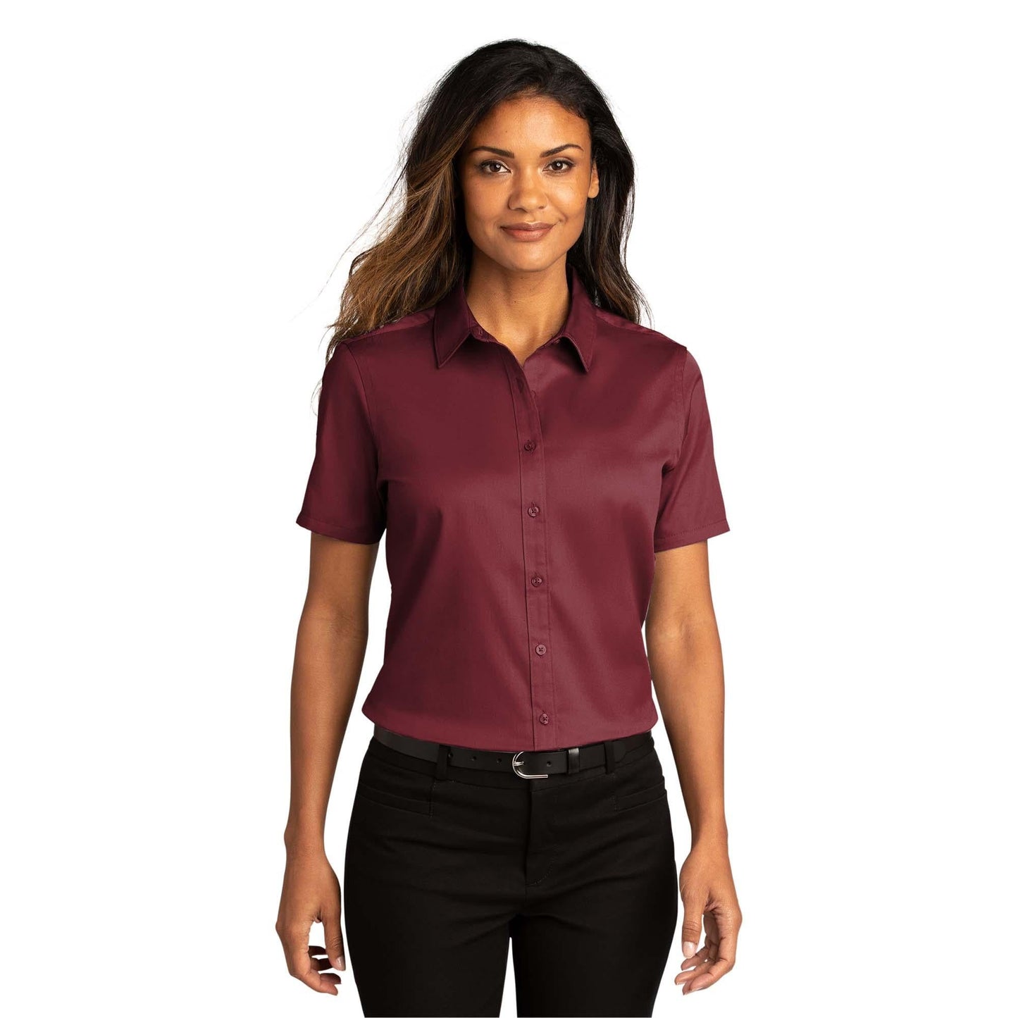 Burgundy Button Up Shirts - Port Authority - Soft Twill