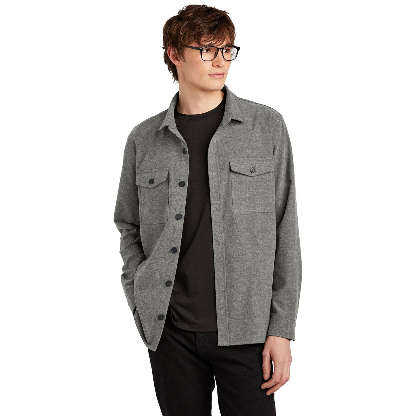 Deep Black Button Up Shirt - Mercer+Mettle - Stylish Twill