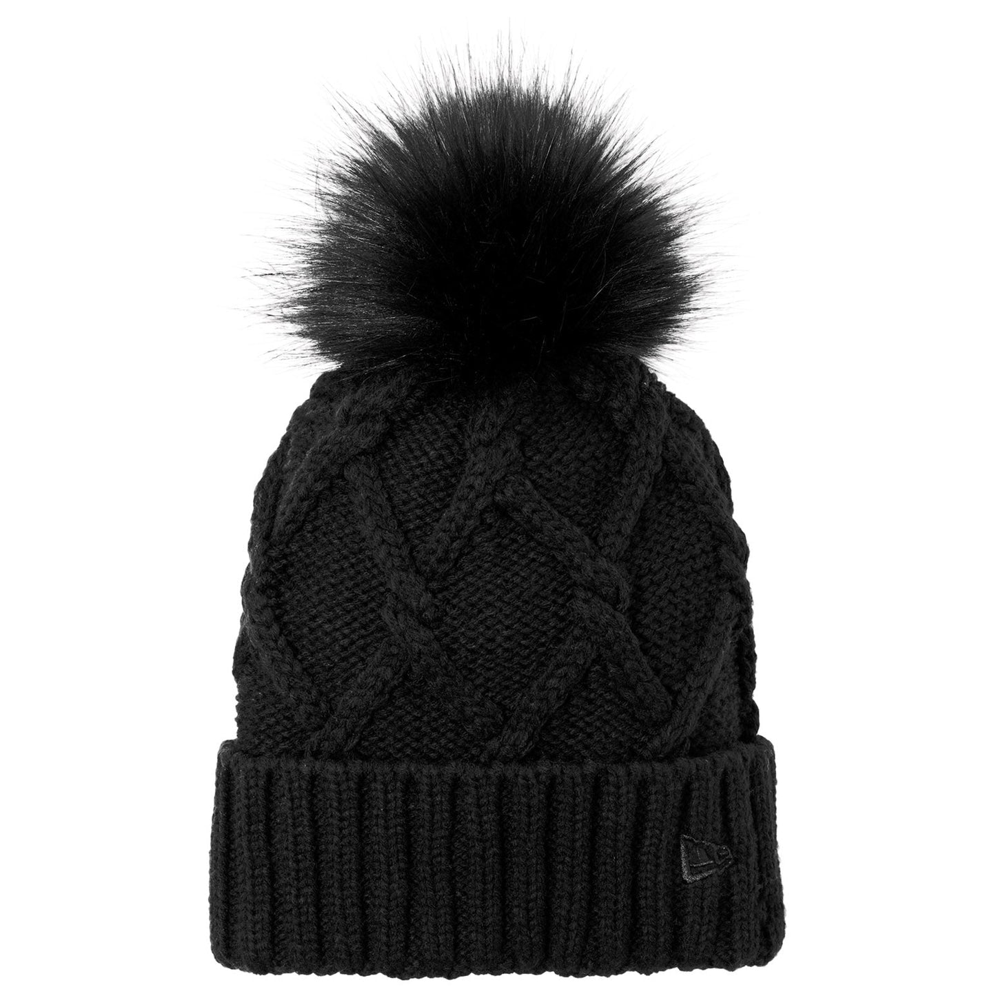 Black Beanies - New Era - Trendy Faux Fur Pom
