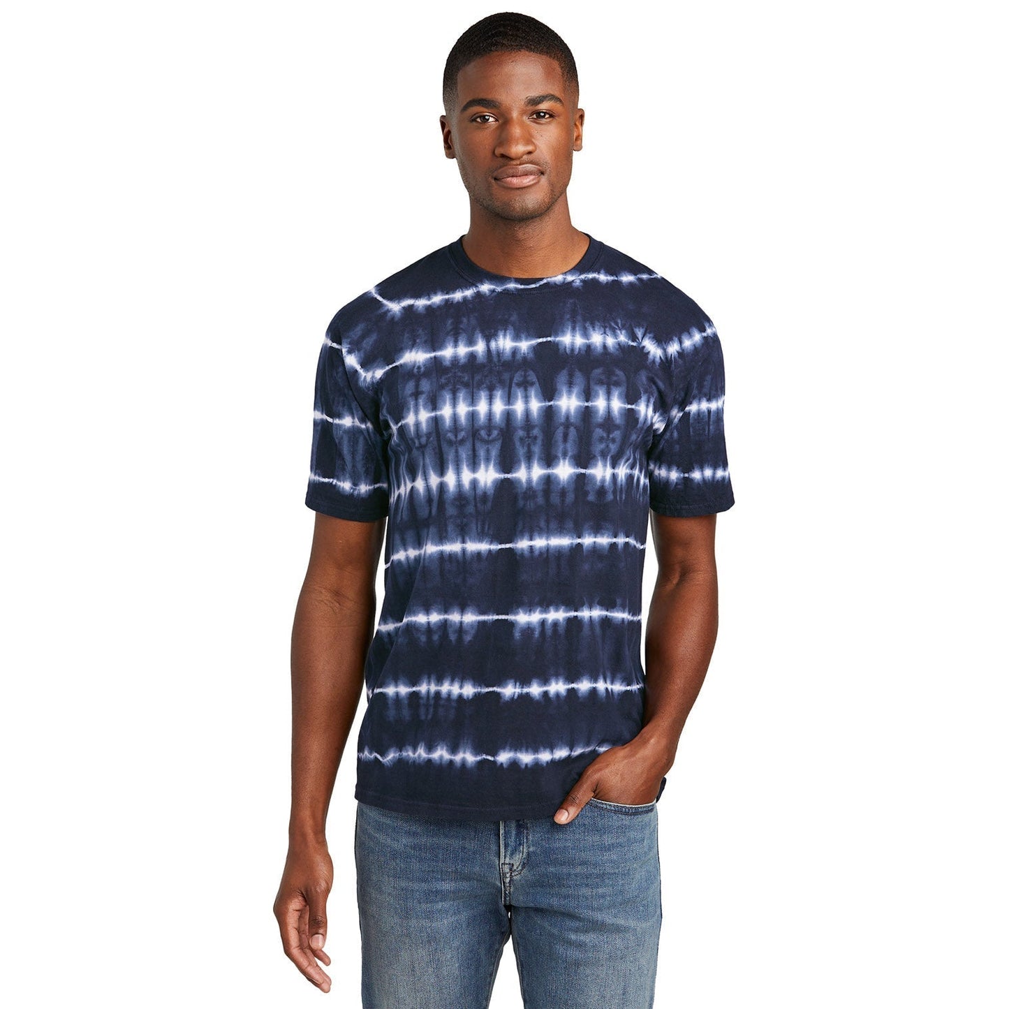 Black/White T-Shirts - Port & Company - Stylish Tie-Dye - Trendy Fashion