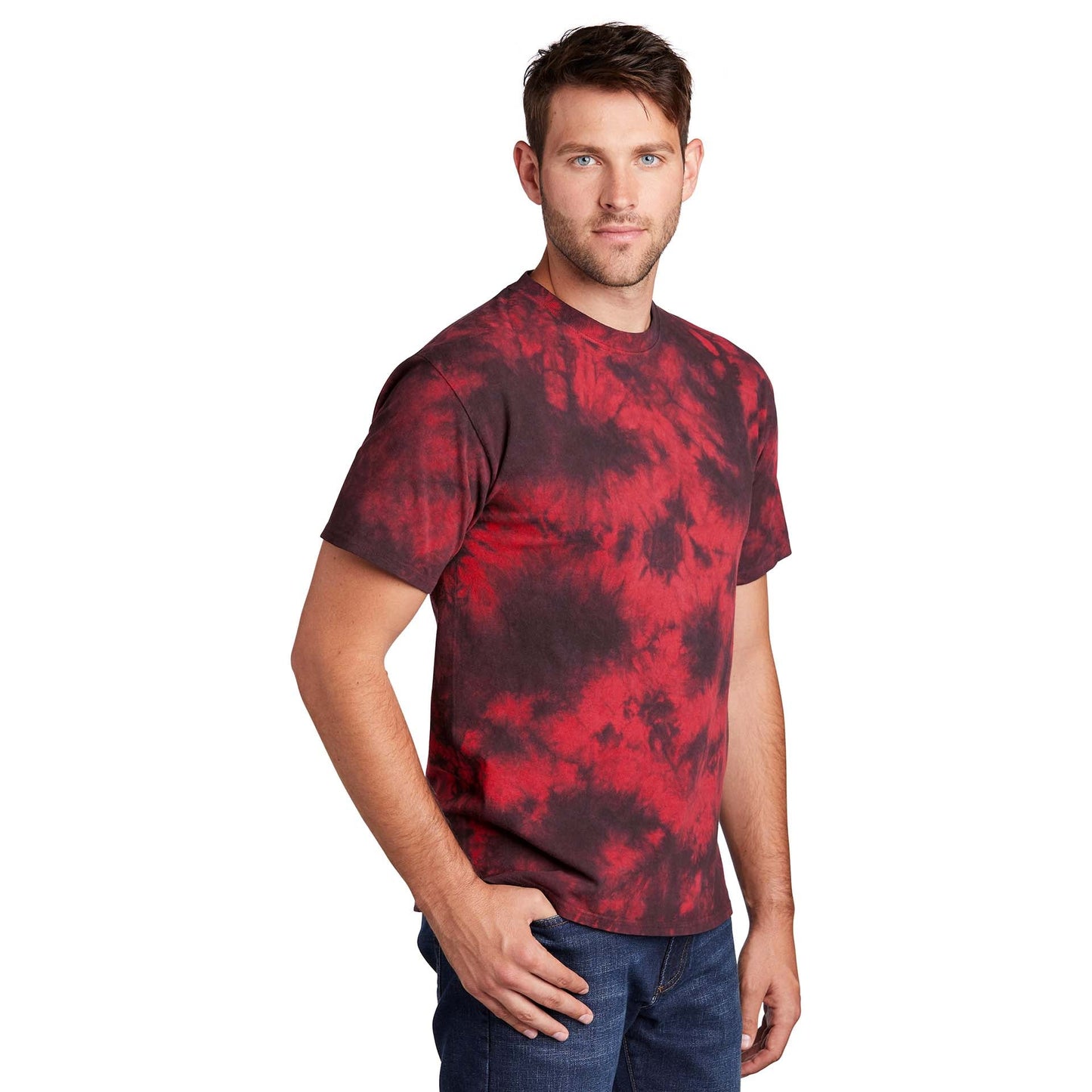 Black Red T-Shirts - Port & Company - Vibrant Tie-Dye
