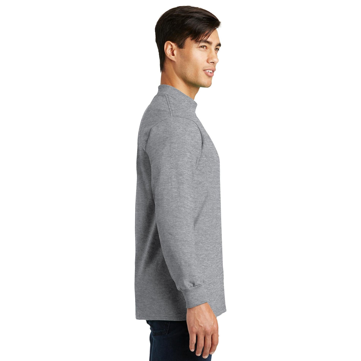 White Sweatshirts - Soft Mock Turtleneck - Port & Company - Stylish Comfort