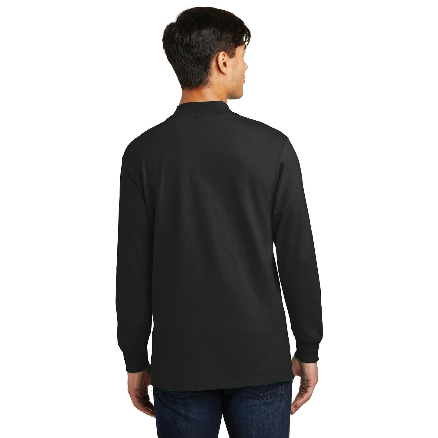 White Sweatshirts - Soft Mock Turtleneck - Port & Company - Stylish Comfort