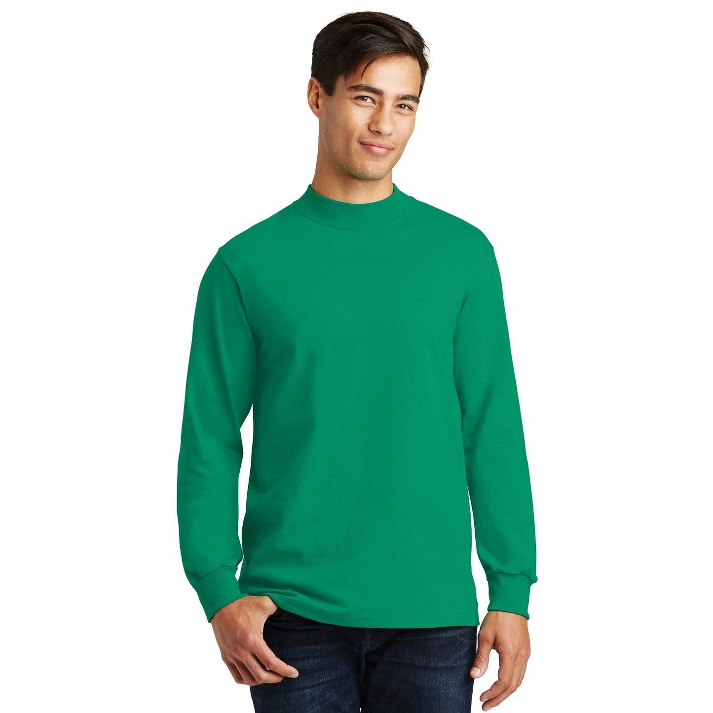 White Sweatshirts - Soft Mock Turtleneck - Port & Company - Stylish Comfort